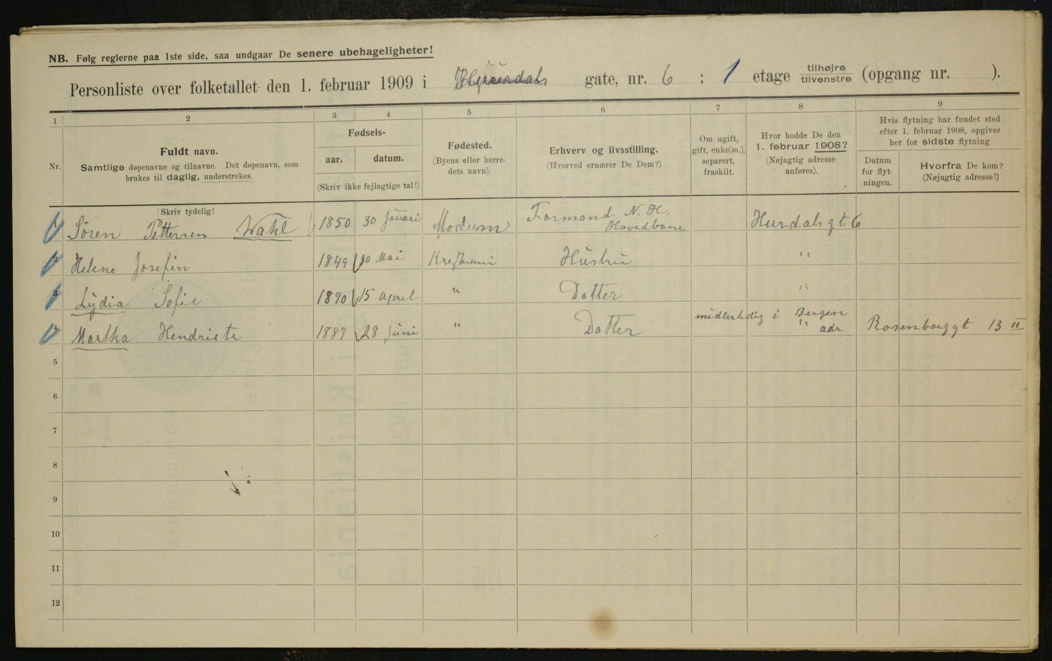OBA, Municipal Census 1909 for Kristiania, 1909, p. 38394