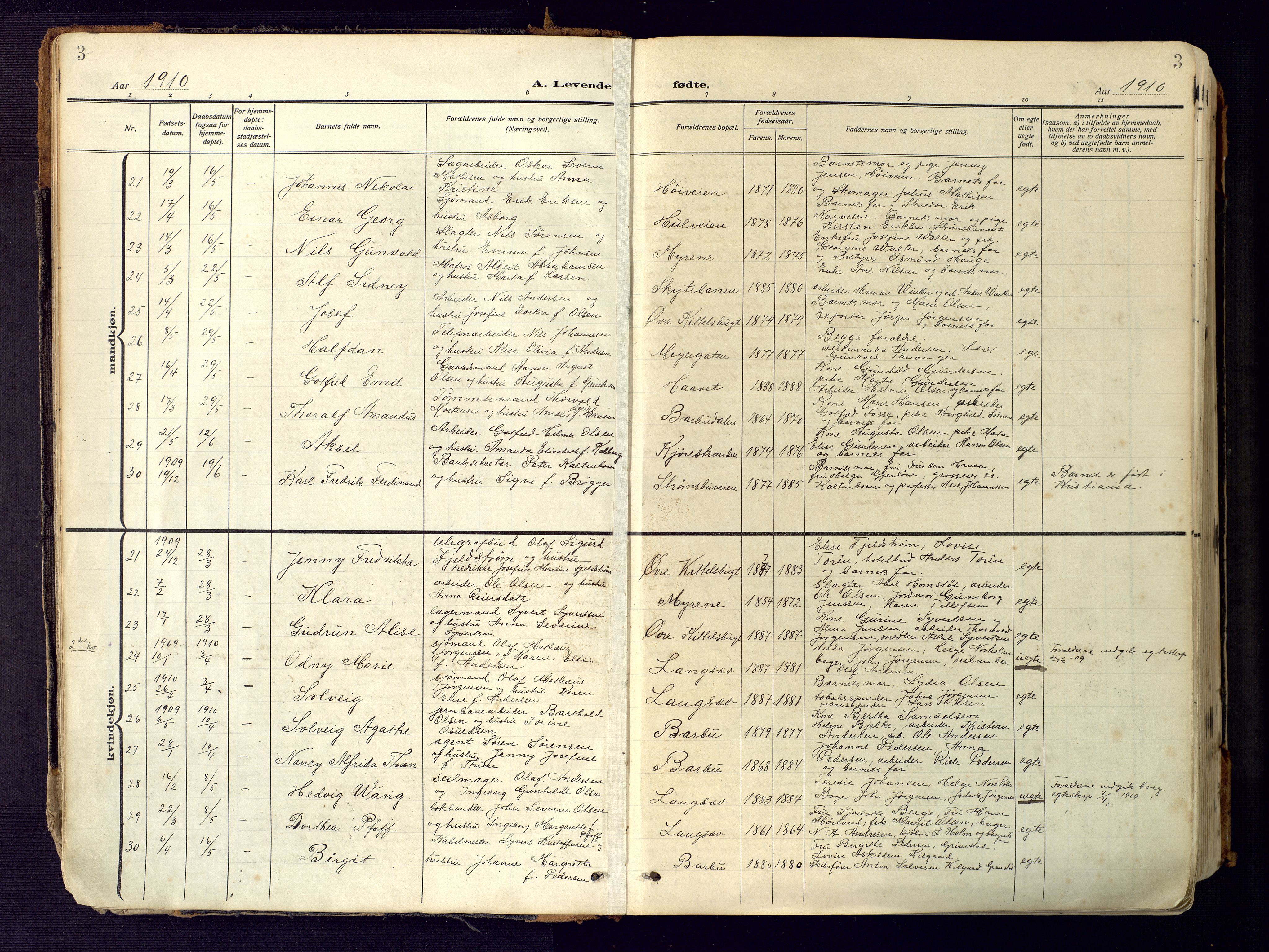 Barbu sokneprestkontor, SAK/1111-0003/F/Fa/L0006: Parish register (official) no. A 6, 1910-1929, p. 3