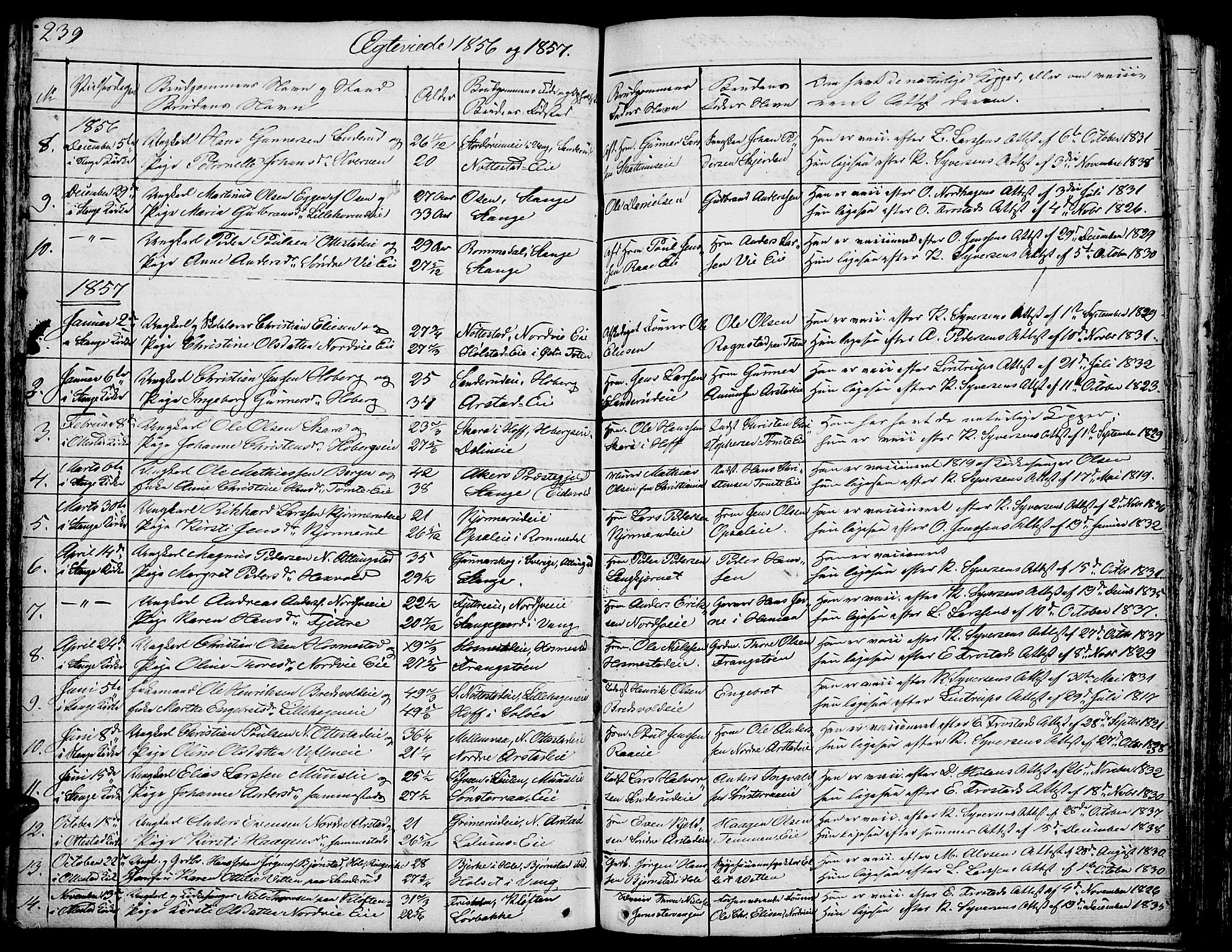 Stange prestekontor, AV/SAH-PREST-002/L/L0002: Parish register (copy) no. 2, 1838-1879, p. 239