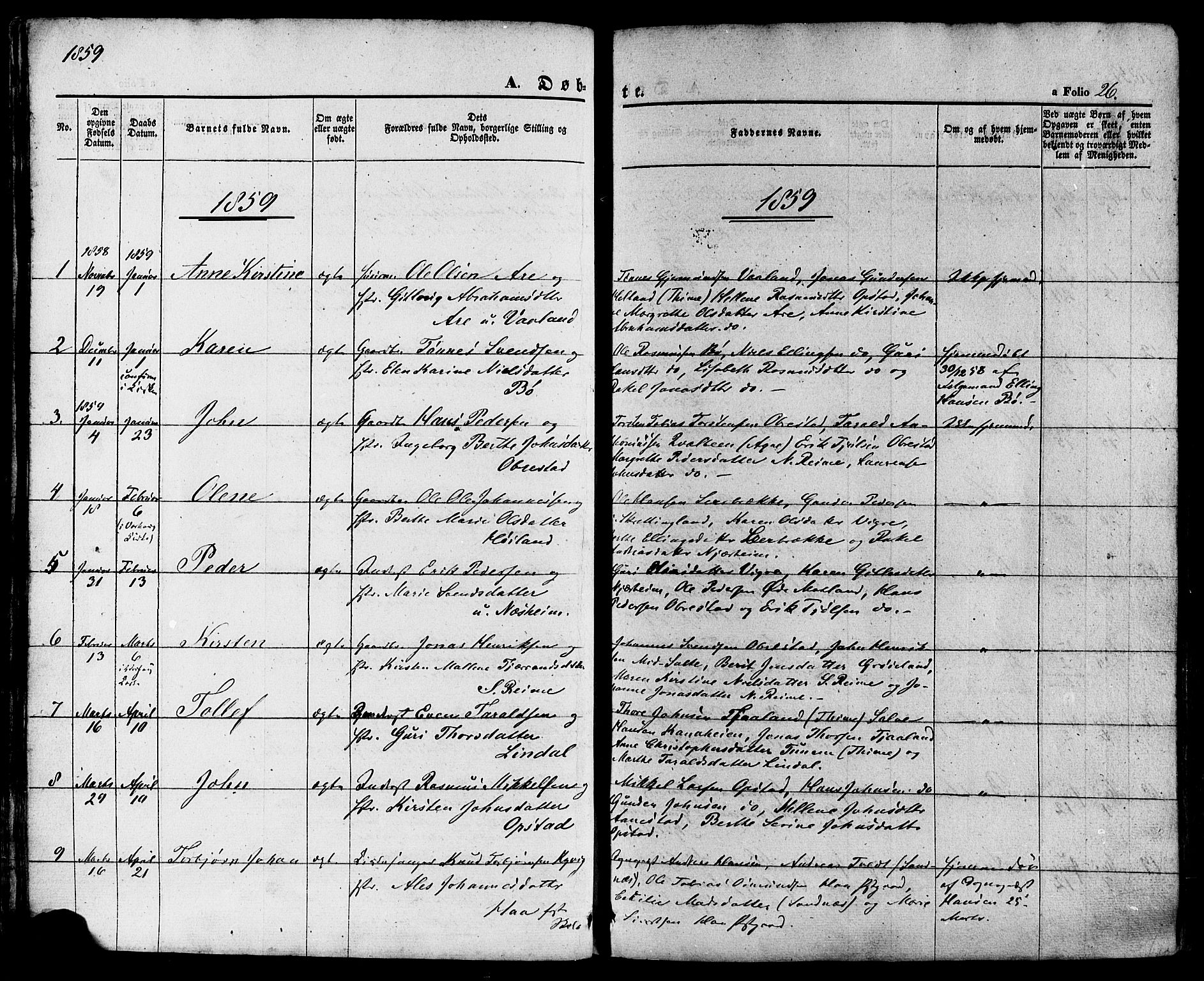 Hå sokneprestkontor, AV/SAST-A-101801/001/30BA/L0008: Parish register (official) no. A 7, 1853-1878, p. 26