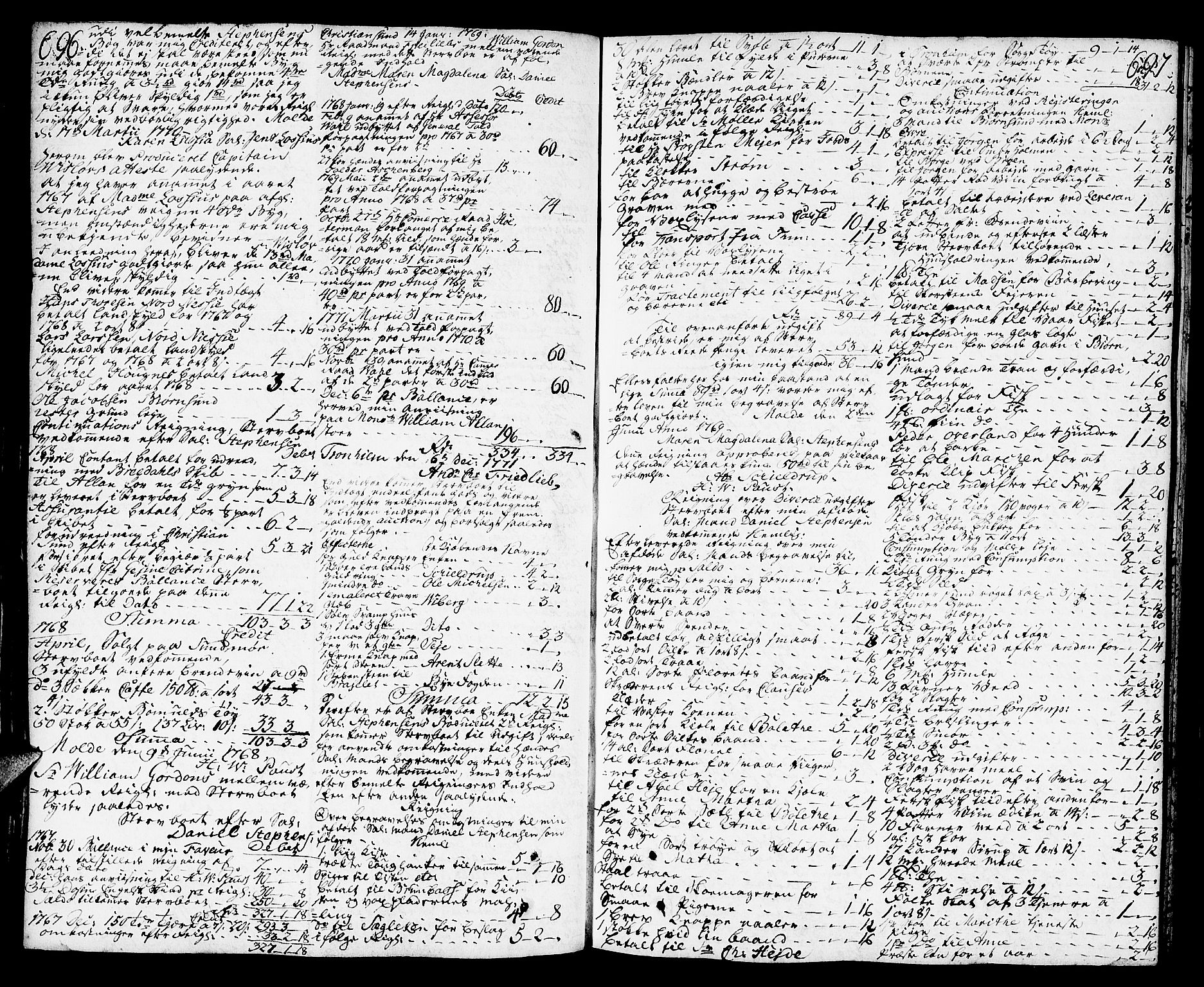 Molde byfogd, AV/SAT-A-0025/3/3Aa/L0002: Skifteprotokoll, 1768-1787, p. 696-697