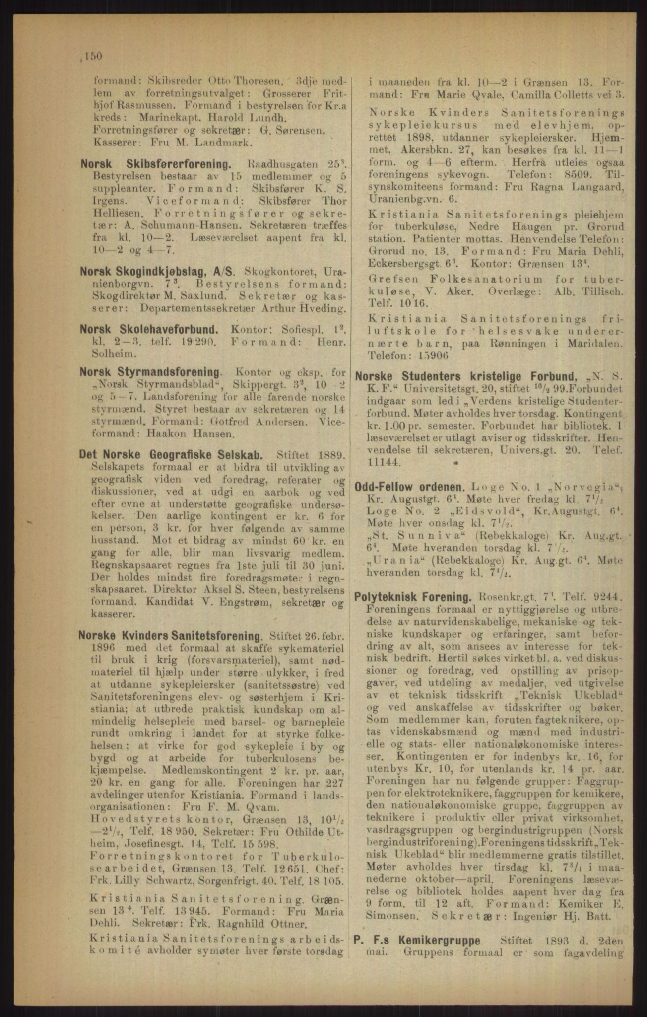 Kristiania/Oslo adressebok, PUBL/-, 1915, p. 150