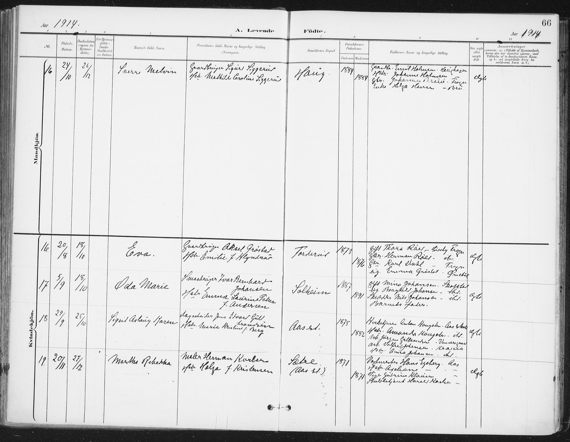 Ås prestekontor Kirkebøker, SAO/A-10894/F/Fa/L0010: Parish register (official) no. I 10, 1900-1918, p. 66