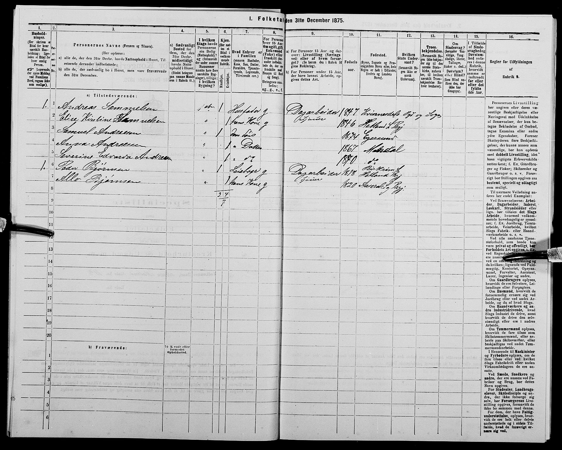 SAK, 1875 census for 1002B Mandal/Mandal, 1875, p. 864