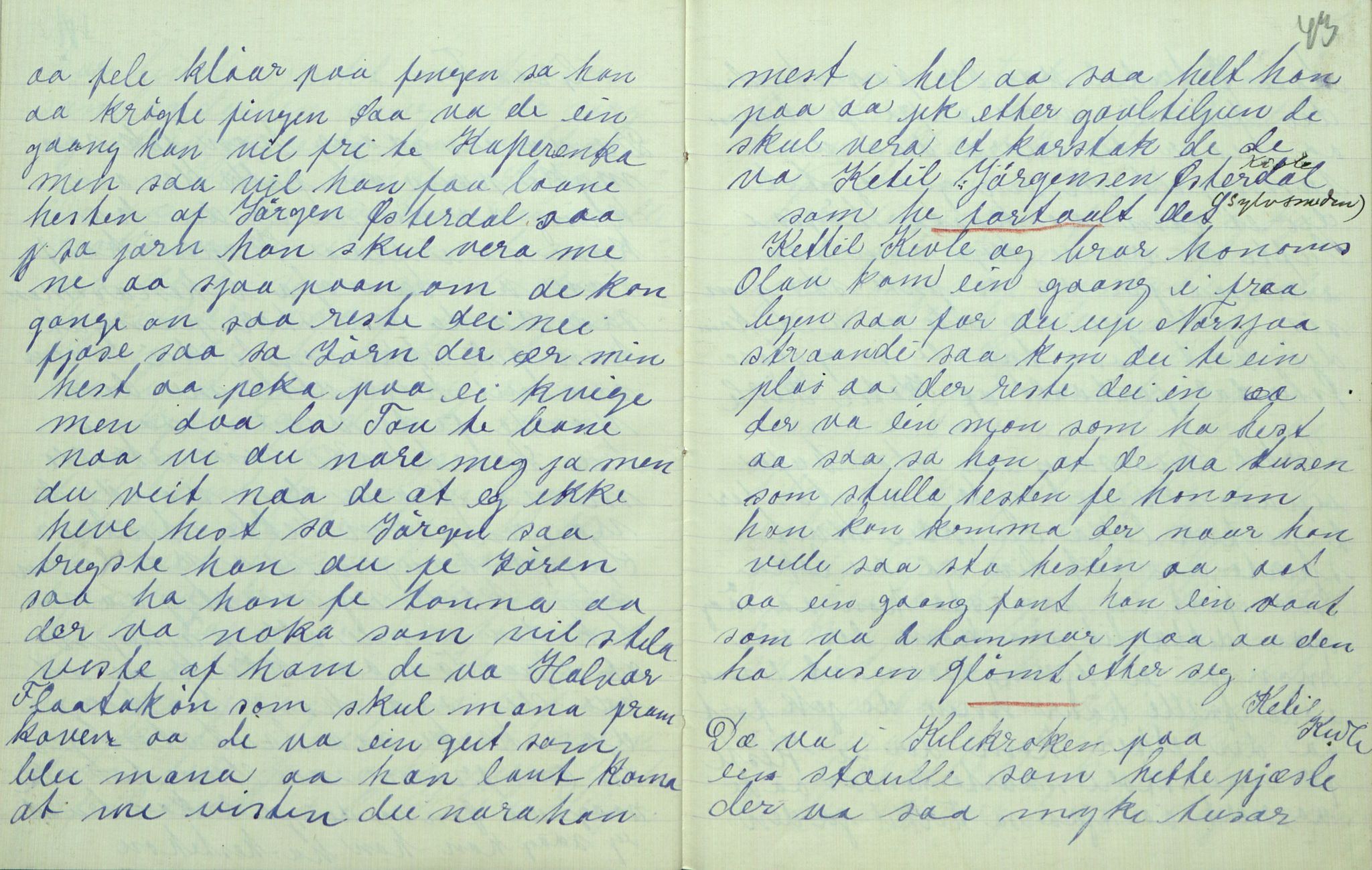 Rikard Berge, TEMU/TGM-A-1003/F/L0007/0024: 251-299 / 274 Uppskriftir av Gunhild Kivle. Viser, segner, eventyr, 1915, p. 42-43