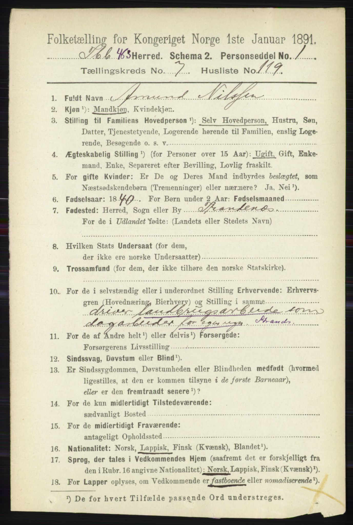 RA, 1891 census for 1917 Ibestad, 1891, p. 4978