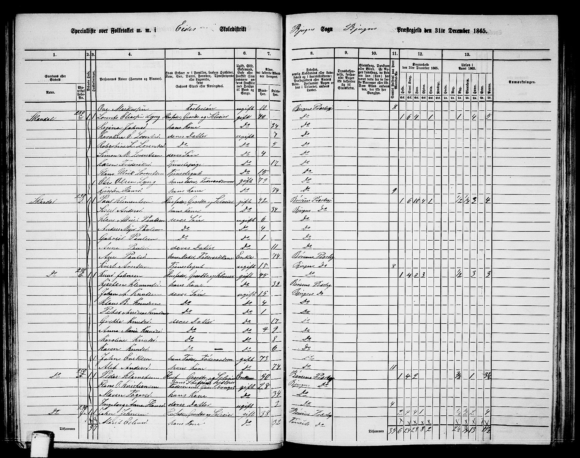 RA, 1865 census for Bjugn, 1865, p. 81