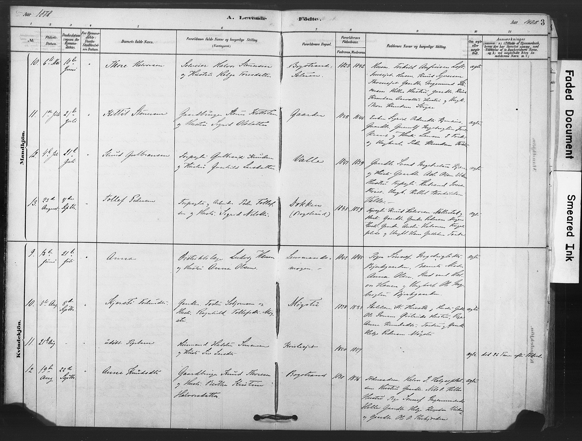 Rollag kirkebøker, AV/SAKO-A-240/F/Fb/L0001: Parish register (official) no. II 1, 1878-1899, p. 3