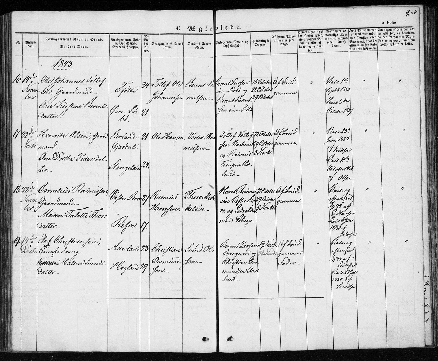 Klepp sokneprestkontor, AV/SAST-A-101803/001/3/30BA/L0004: Parish register (official) no. A 4, 1842-1852, p. 200