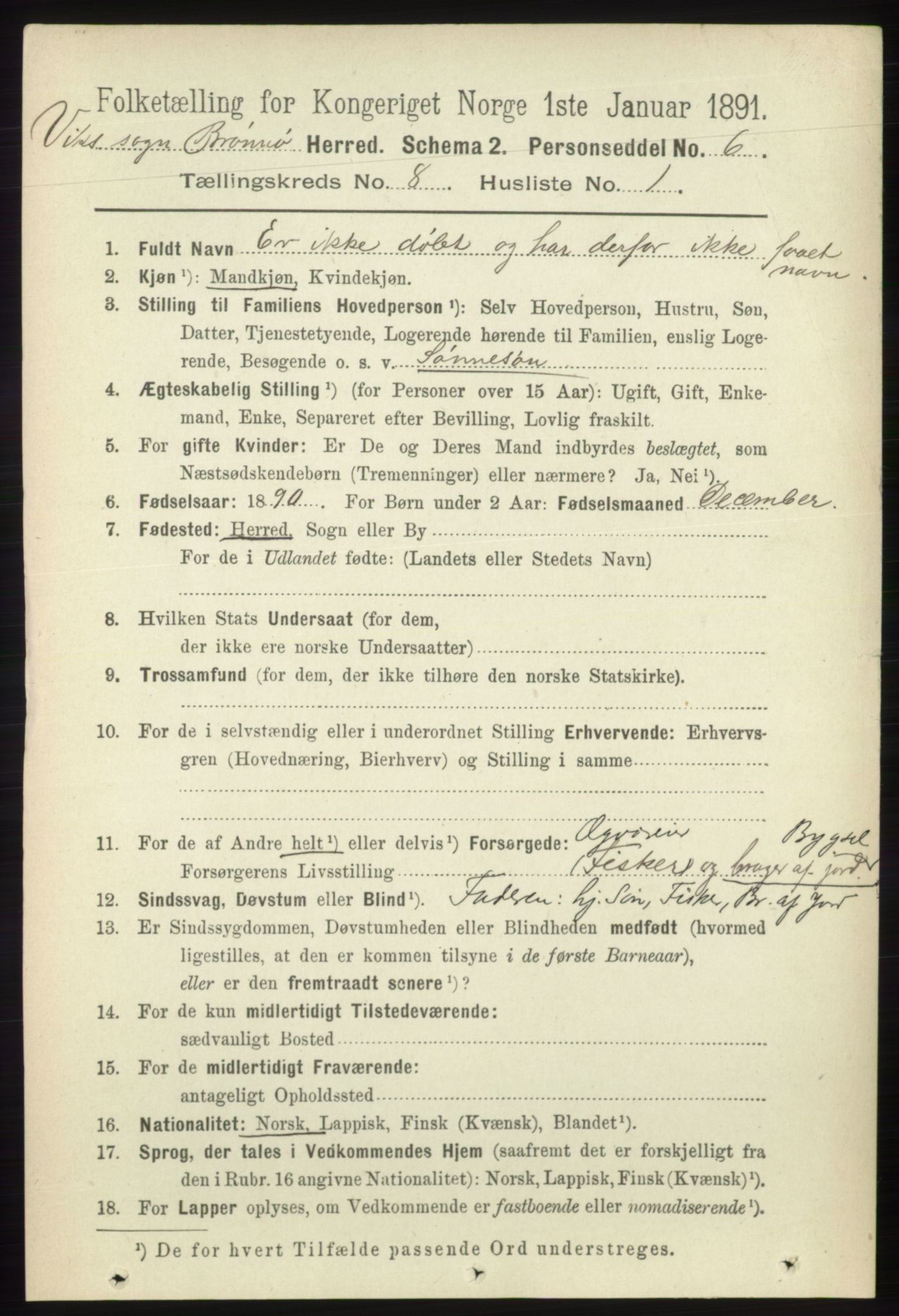 RA, 1891 census for 1814 Brønnøy, 1891, p. 4340