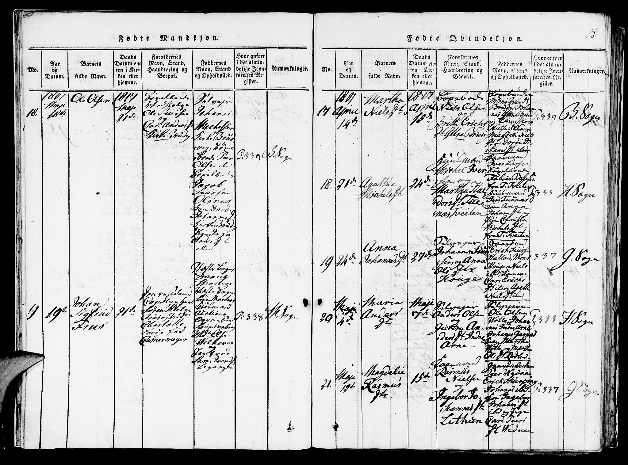 Haus sokneprestembete, SAB/A-75601/H/Haa: Parish register (official) no. A 12, 1816-1821, p. 28