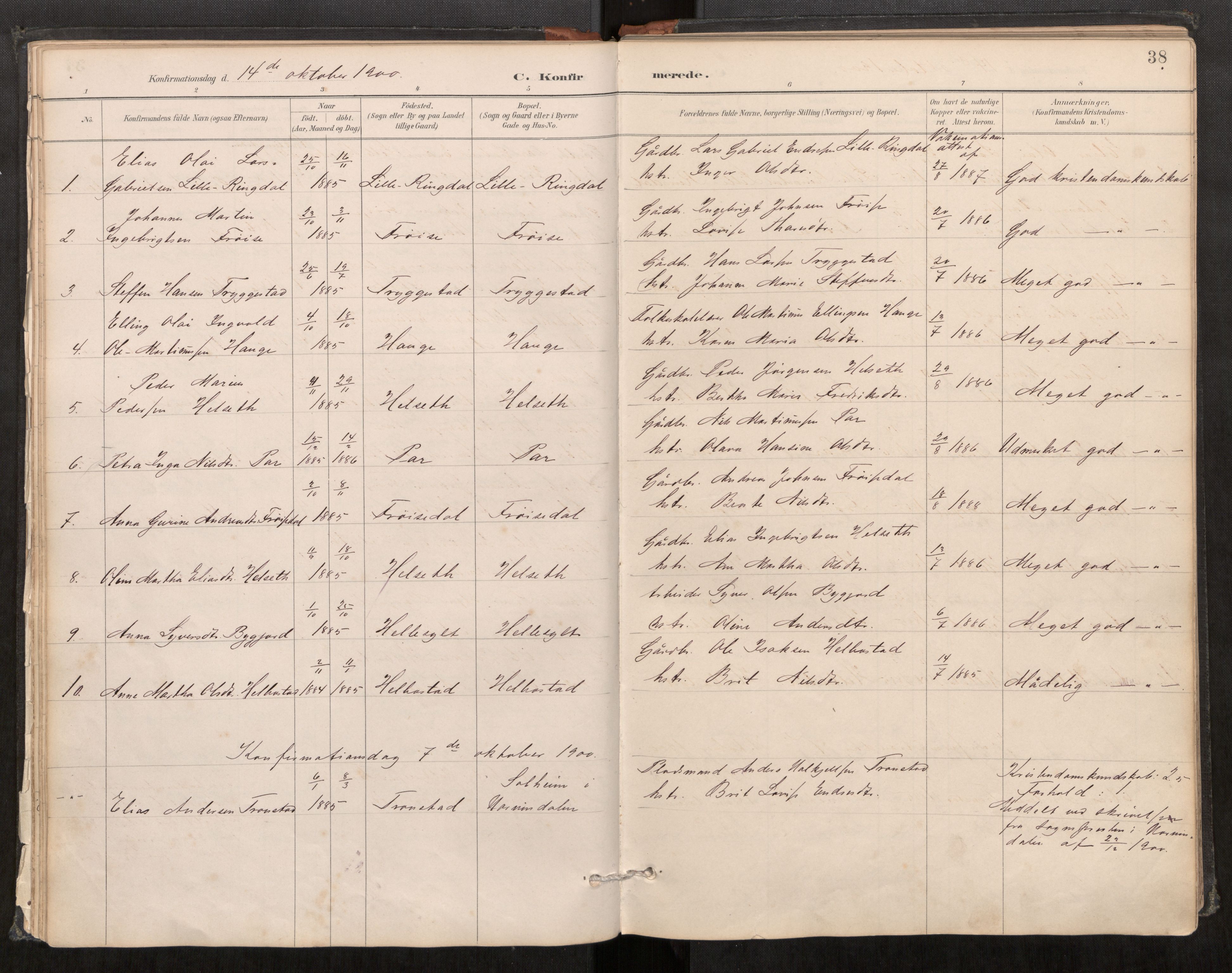 Sunnylven sokneprestkontor, SAT/A-1007: Parish register (official) no. 517A09, 1887-1910, p. 38