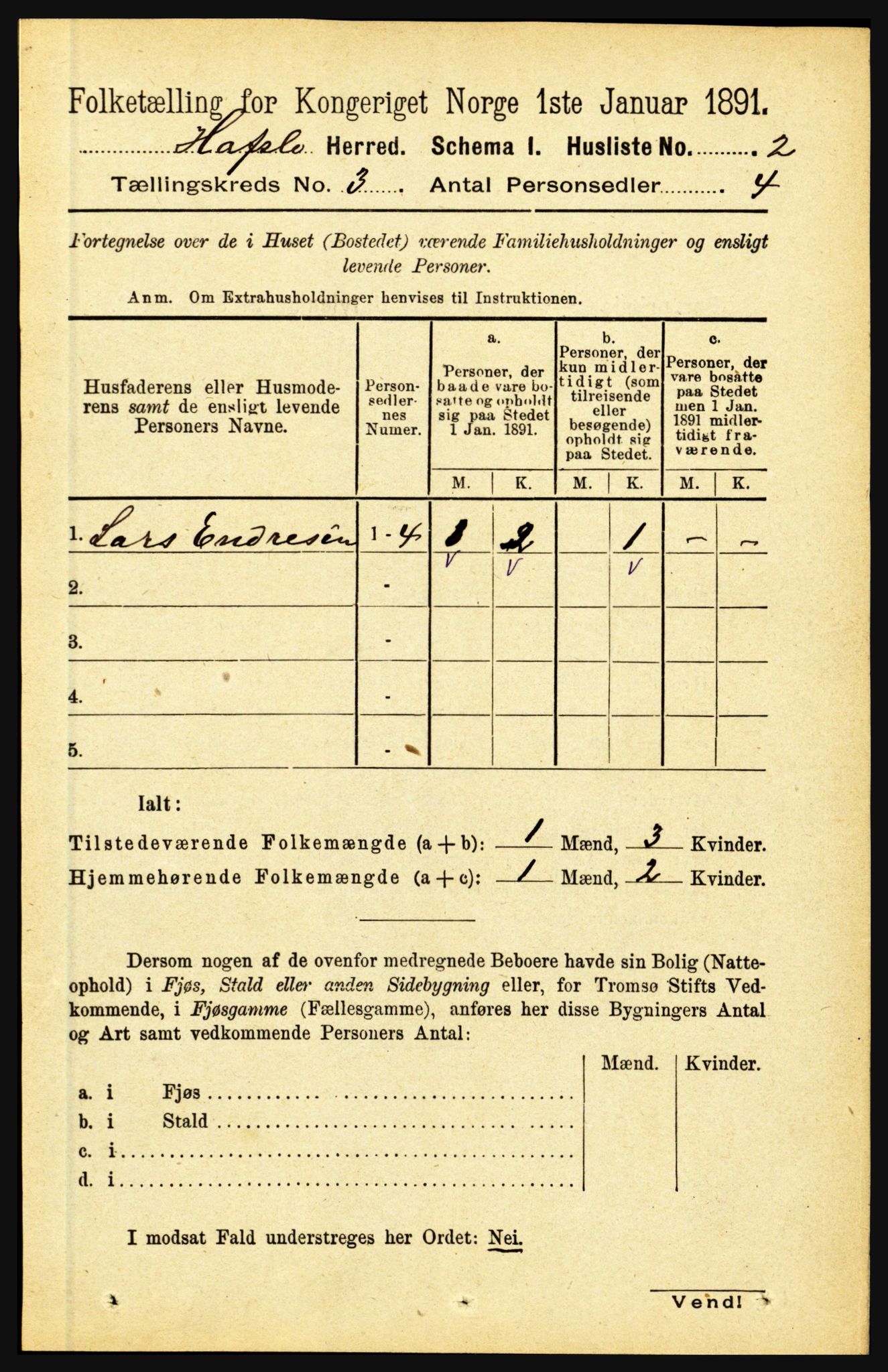 RA, 1891 census for 1425 Hafslo, 1891, p. 882