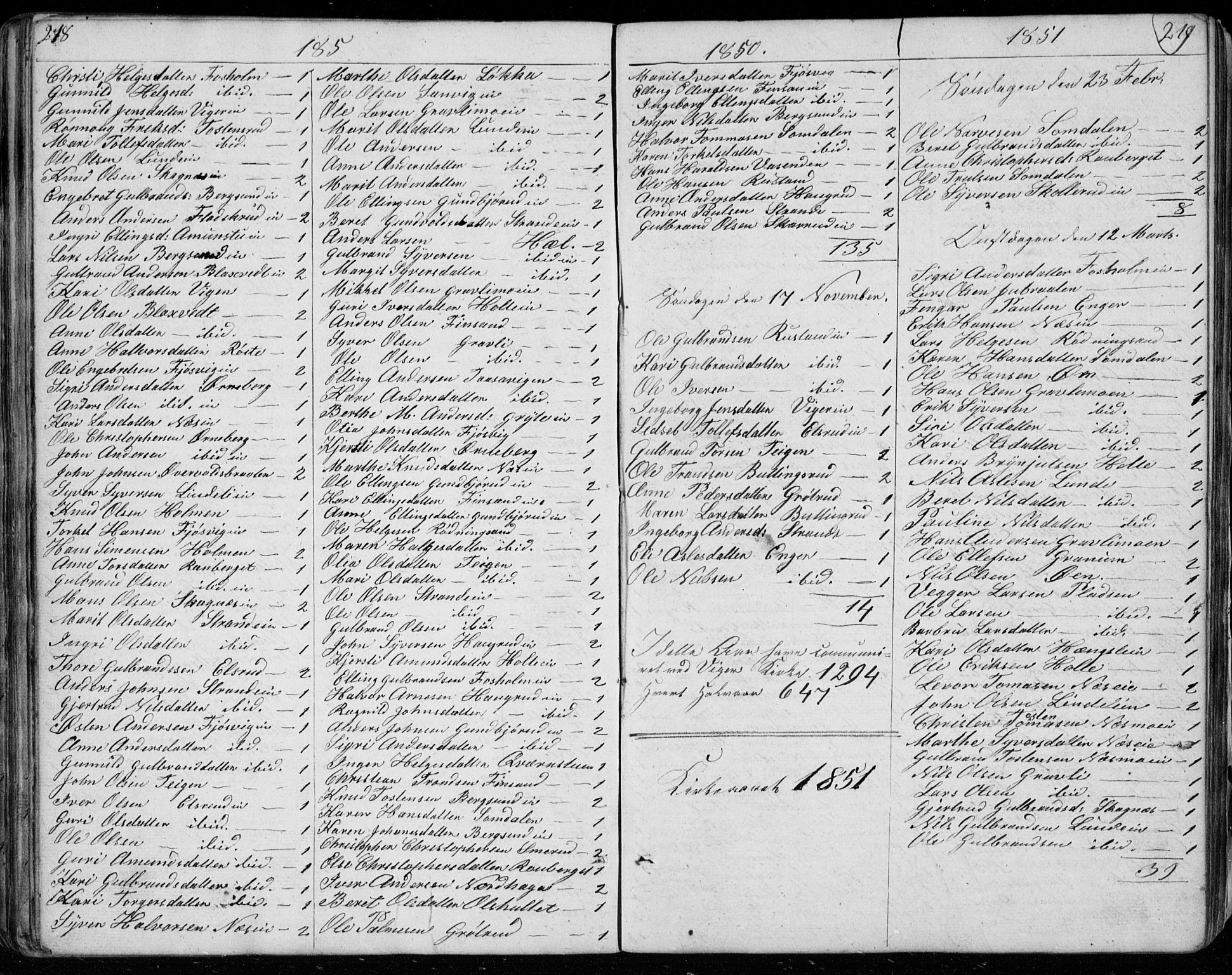 Ådal kirkebøker, SAKO/A-248/G/Ga/L0002: Parish register (copy) no. I 2, 1840-1861, p. 218-219