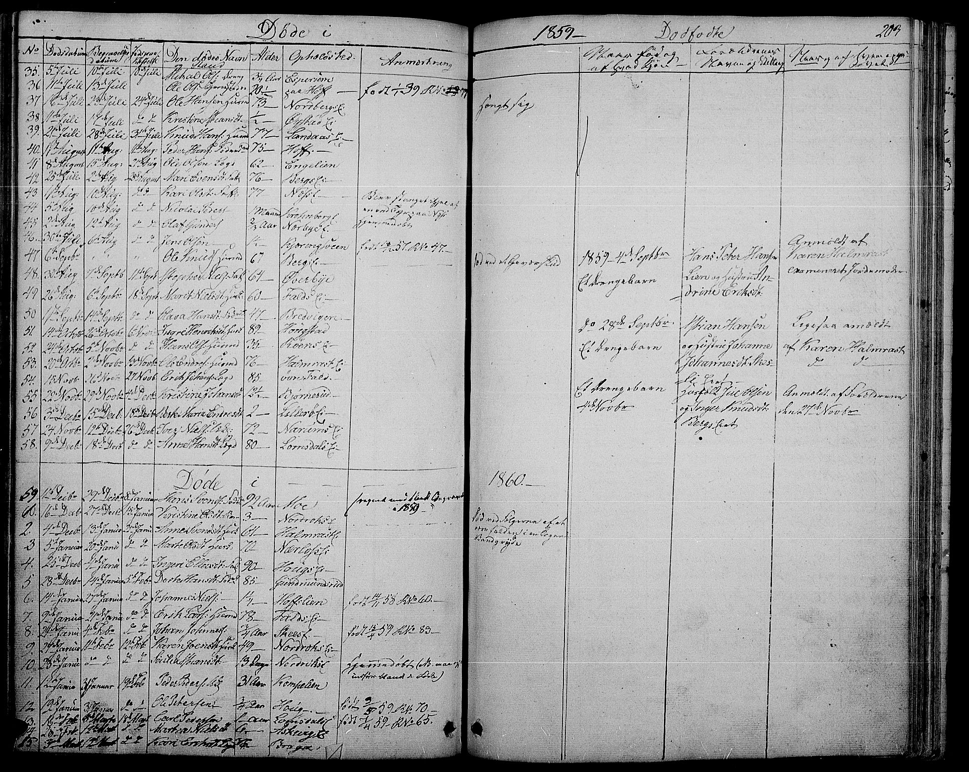 Søndre Land prestekontor, SAH/PREST-122/L/L0001: Parish register (copy) no. 1, 1849-1883, p. 203
