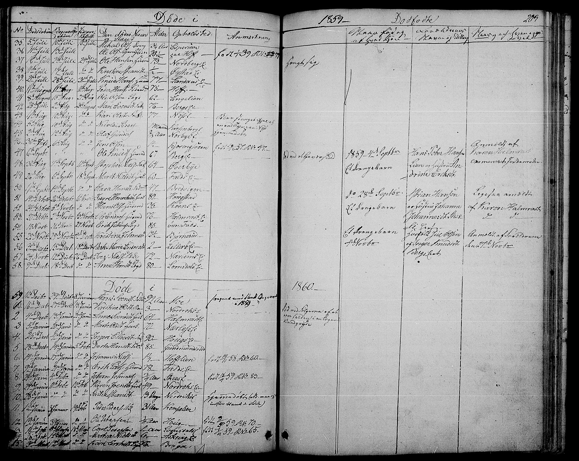 Søndre Land prestekontor, AV/SAH-PREST-122/L/L0001: Parish register (copy) no. 1, 1849-1883, p. 203