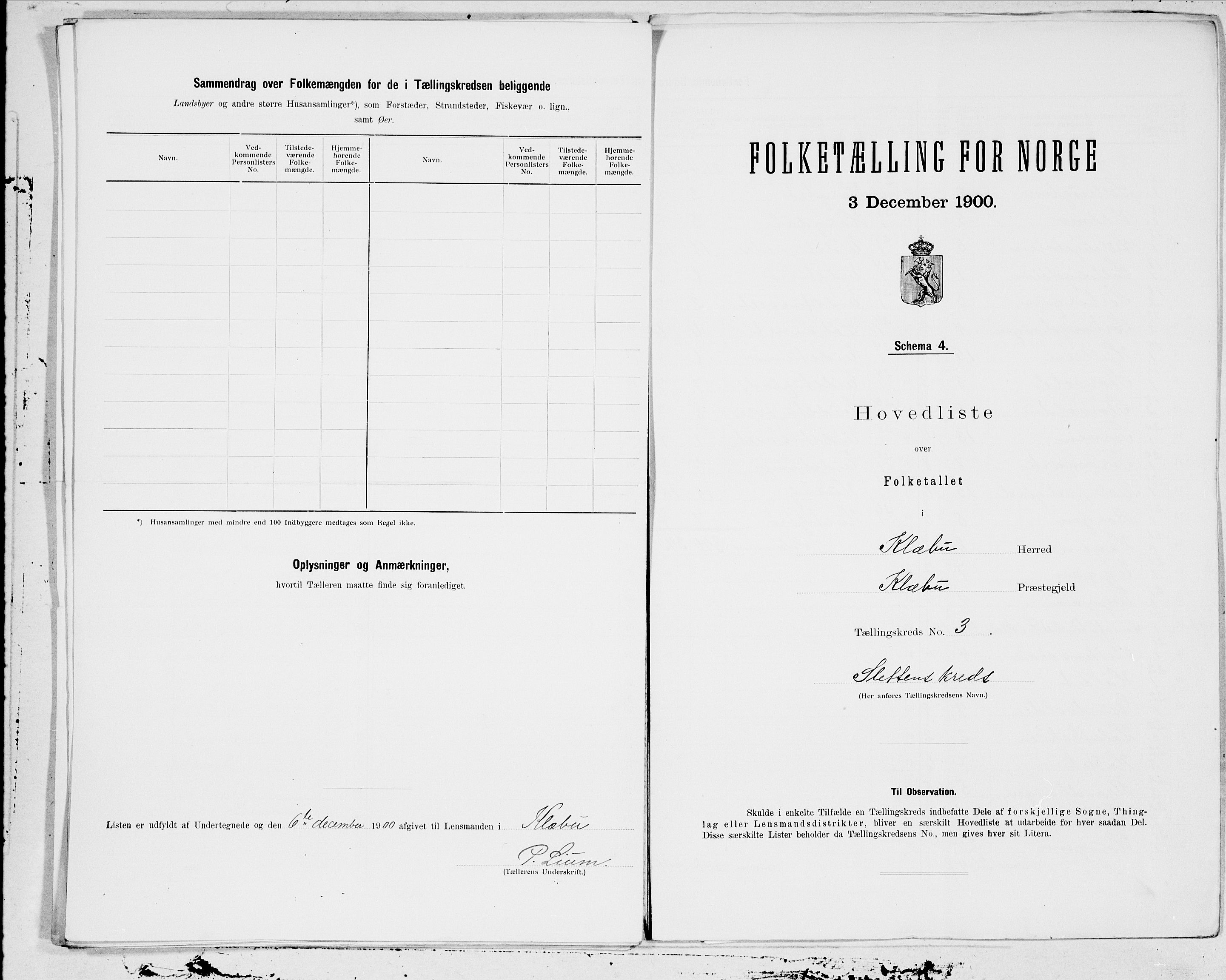 SAT, 1900 census for Klæbu, 1900, p. 8