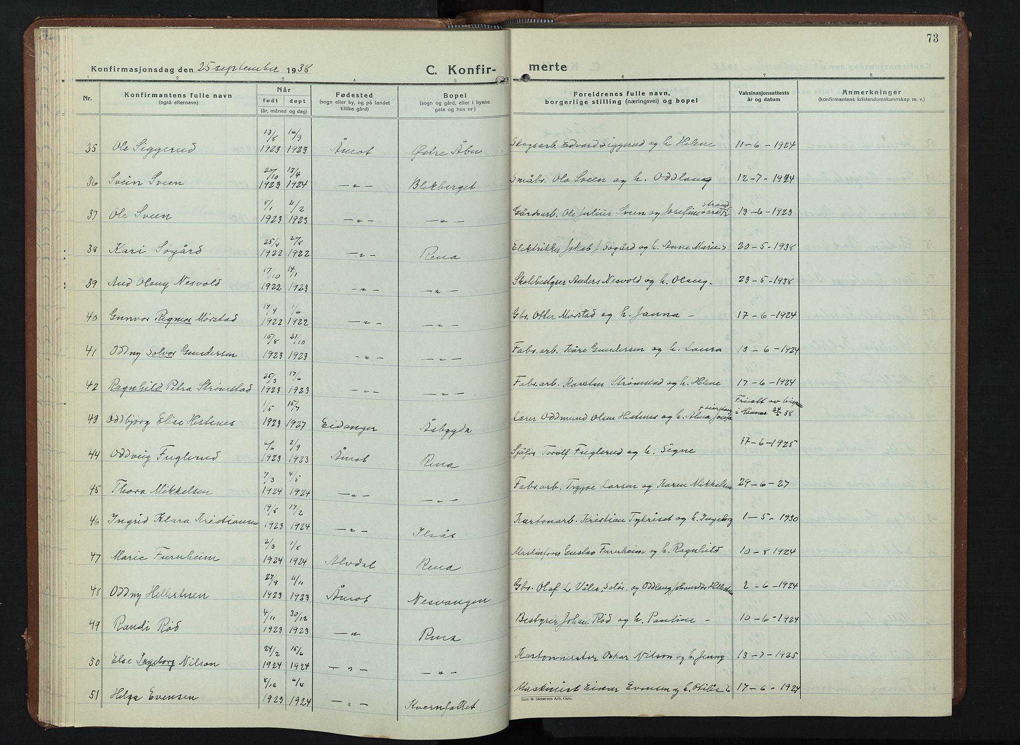 Åmot prestekontor, Hedmark, AV/SAH-PREST-056/H/Ha/Hab/L0008: Parish register (copy) no. 8, 1938-1947, p. 73