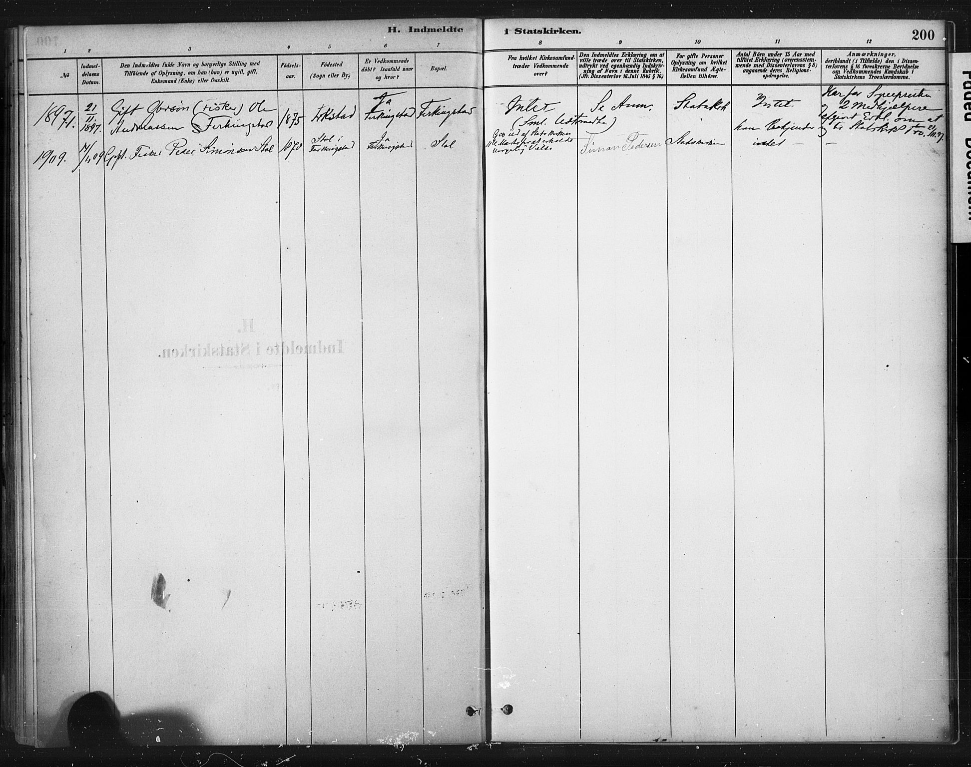 Skudenes sokneprestkontor, SAST/A -101849/H/Ha/Haa/L0010: Parish register (official) no. A 7, 1882-1912, p. 200