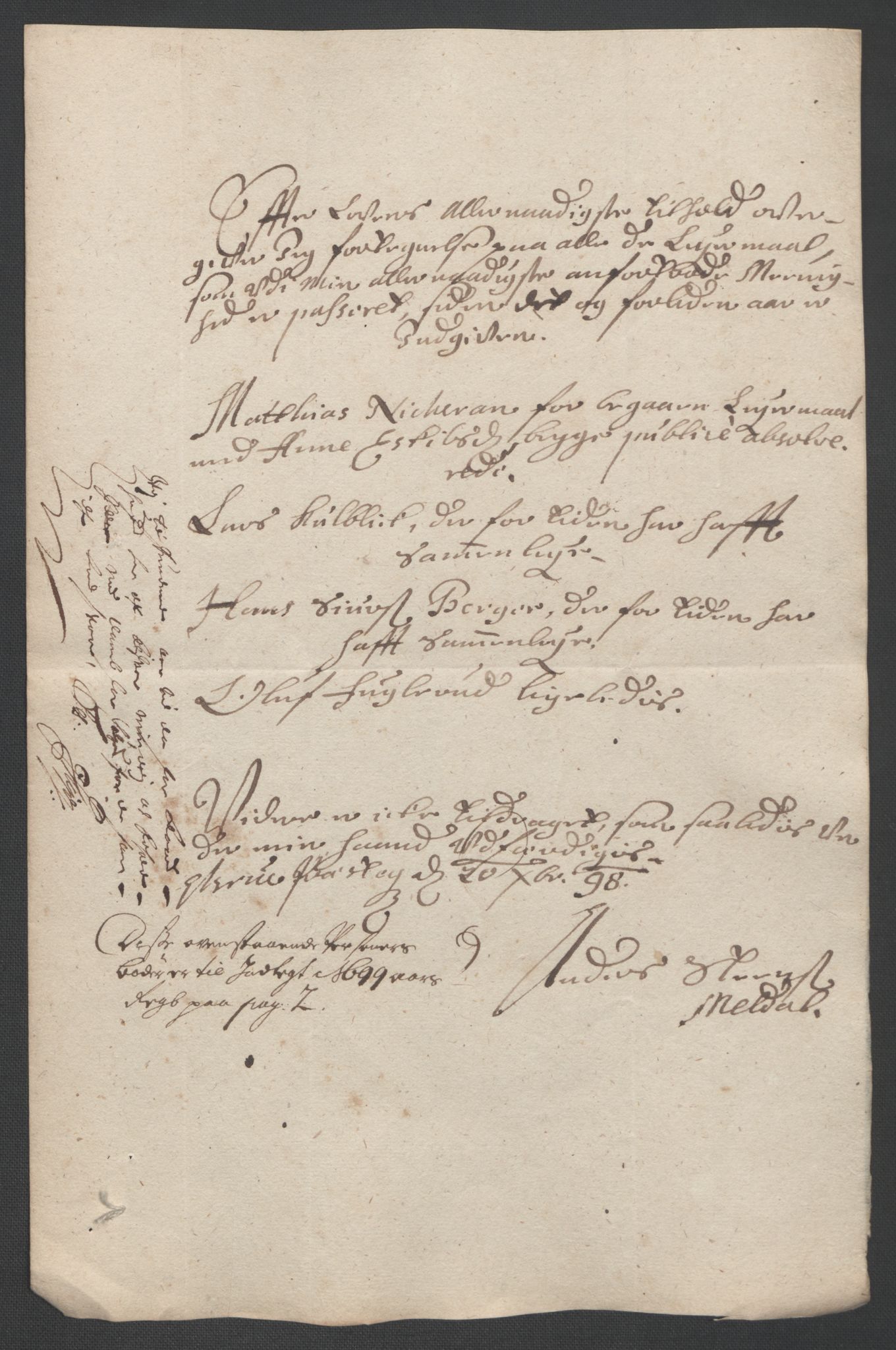 Rentekammeret inntil 1814, Reviderte regnskaper, Fogderegnskap, AV/RA-EA-4092/R13/L0836: Fogderegnskap Solør, Odal og Østerdal, 1698, p. 34