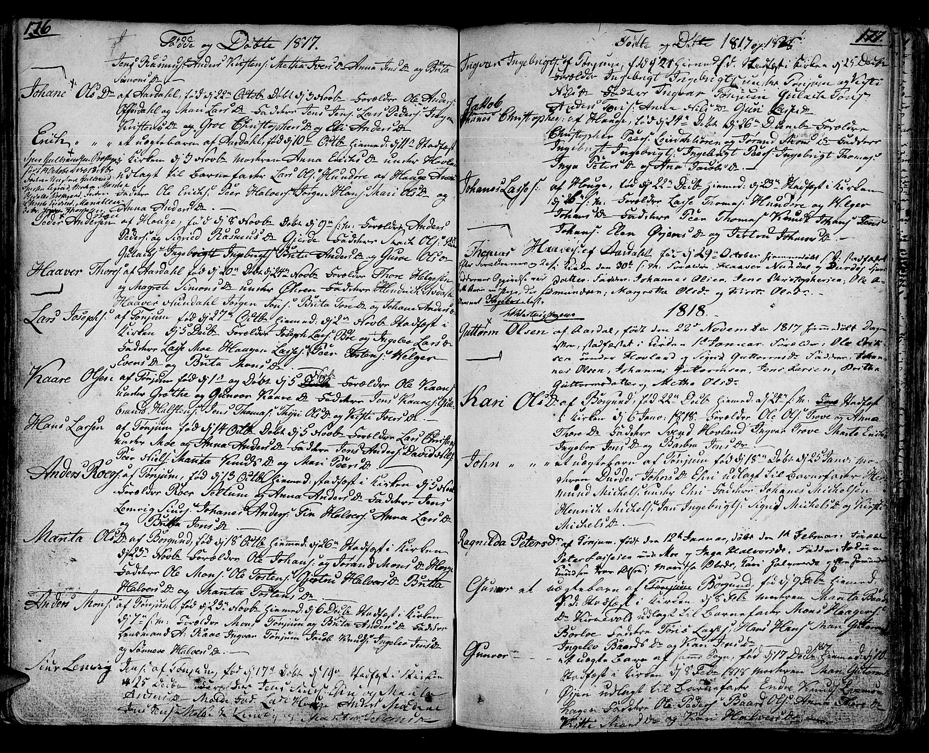 Lærdal sokneprestembete, AV/SAB-A-81201: Parish register (official) no. A 4, 1805-1821, p. 176-177