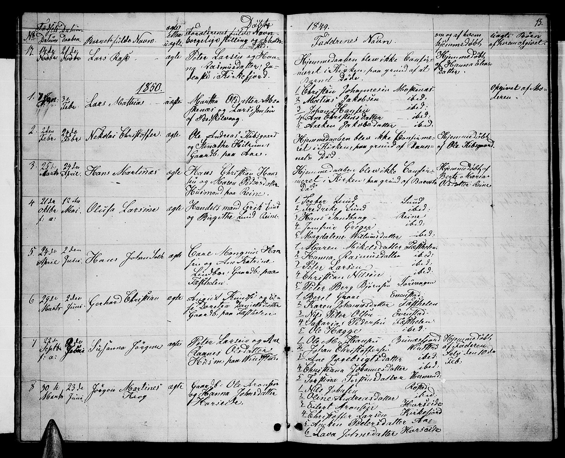 Ministerialprotokoller, klokkerbøker og fødselsregistre - Nordland, SAT/A-1459/886/L1224: Parish register (copy) no. 886C01, 1843-1873, p. 15