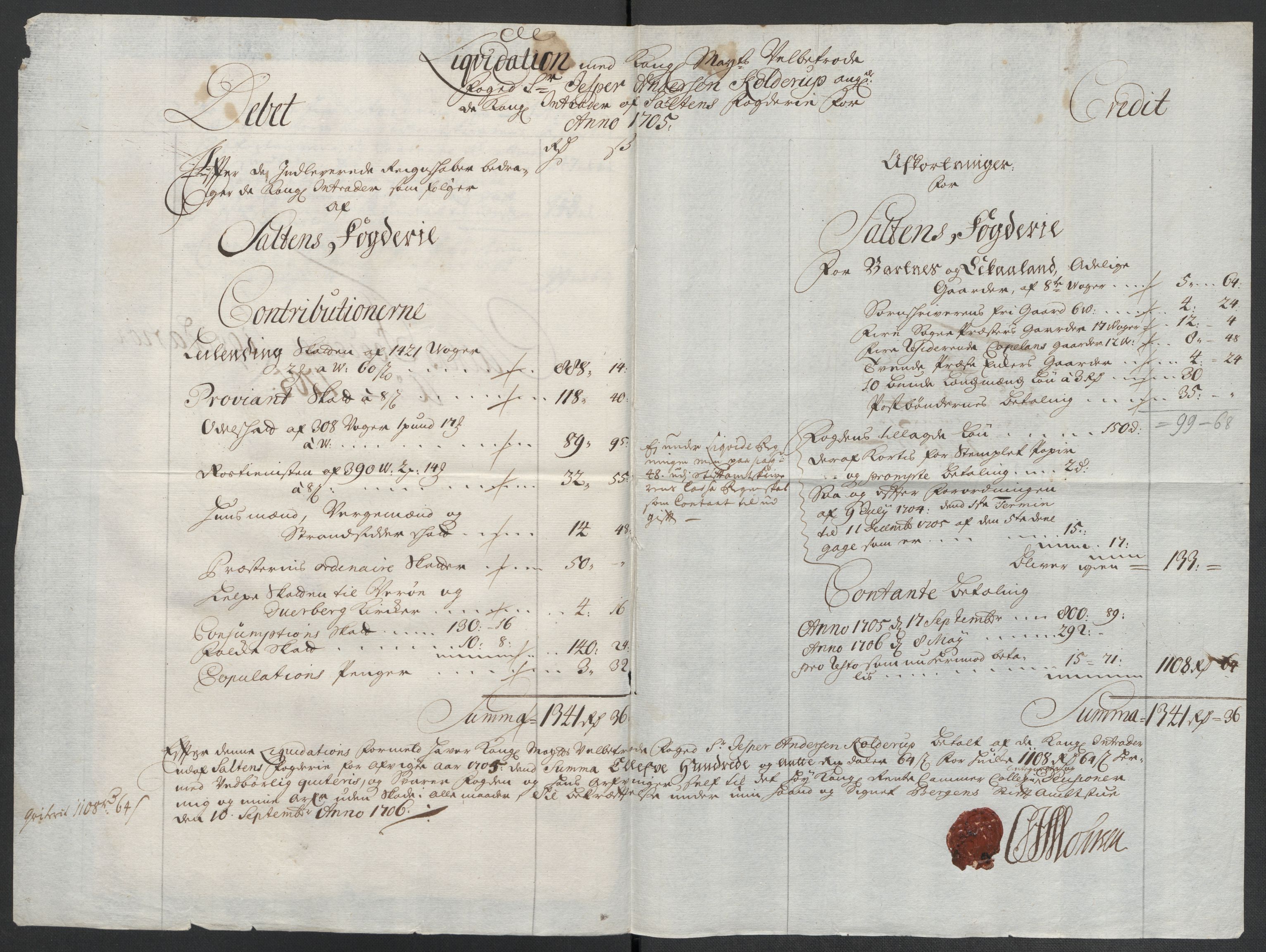 Rentekammeret inntil 1814, Reviderte regnskaper, Fogderegnskap, RA/EA-4092/R66/L4580: Fogderegnskap Salten, 1701-1706, p. 329