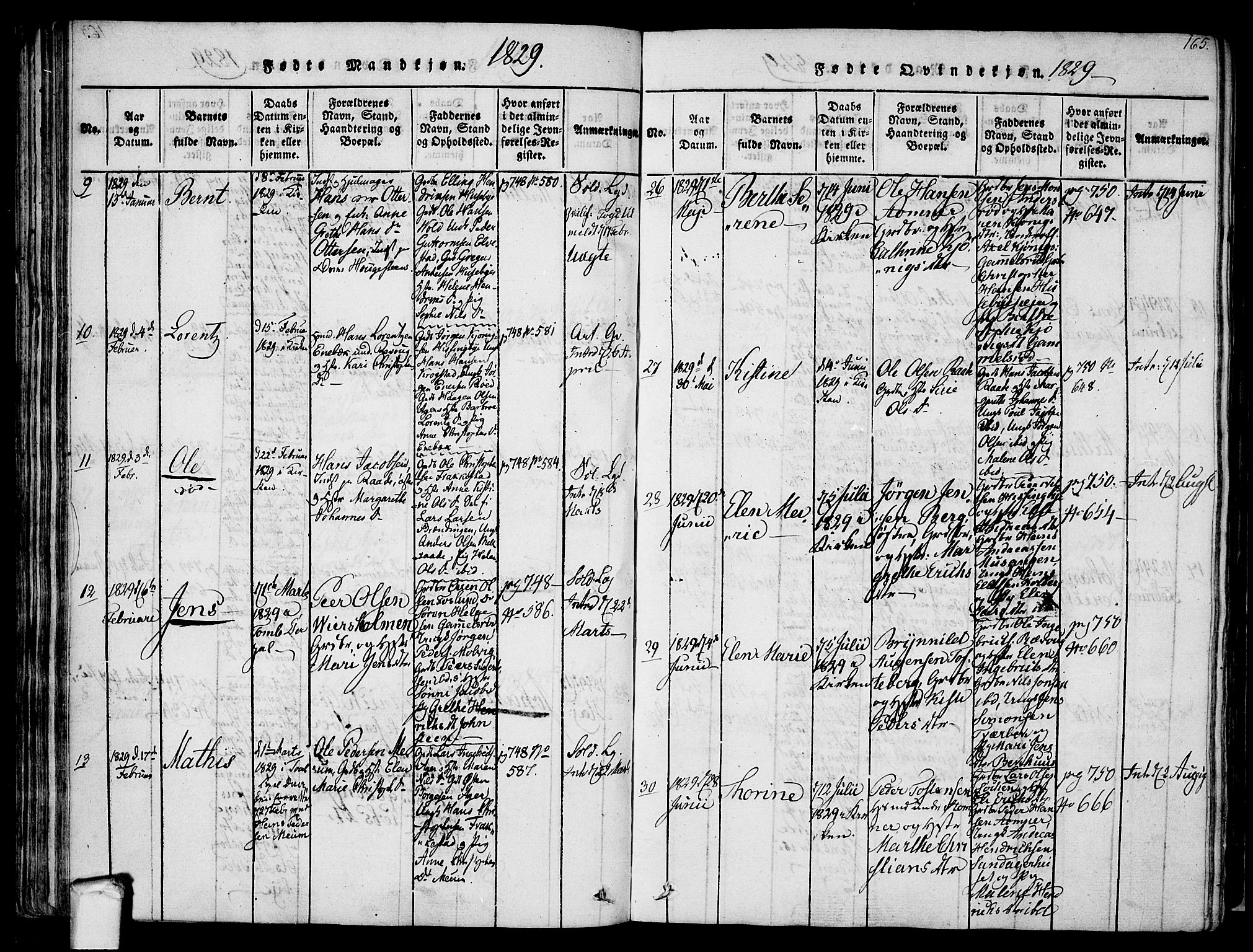 Råde prestekontor kirkebøker, AV/SAO-A-2009/F/Fa/L0004: Parish register (official) no. 4, 1814-1830, p. 164-165