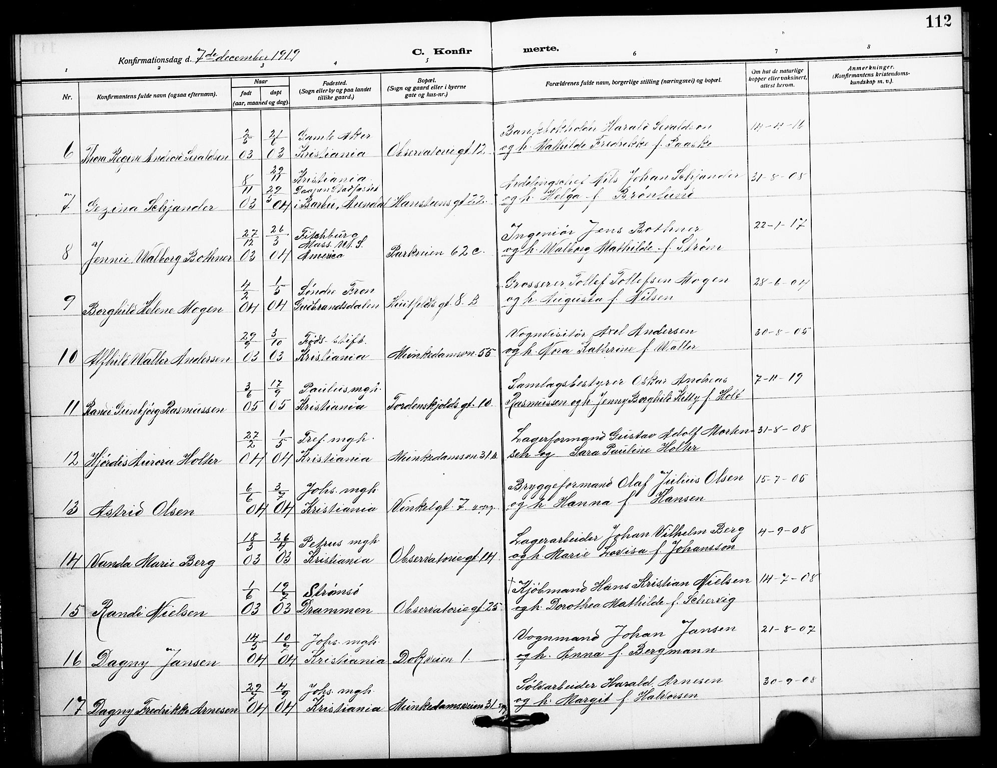Johannes prestekontor Kirkebøker, AV/SAO-A-10852/F/Fa/L0011: Parish register (official) no. 11, 1908-1921, p. 112