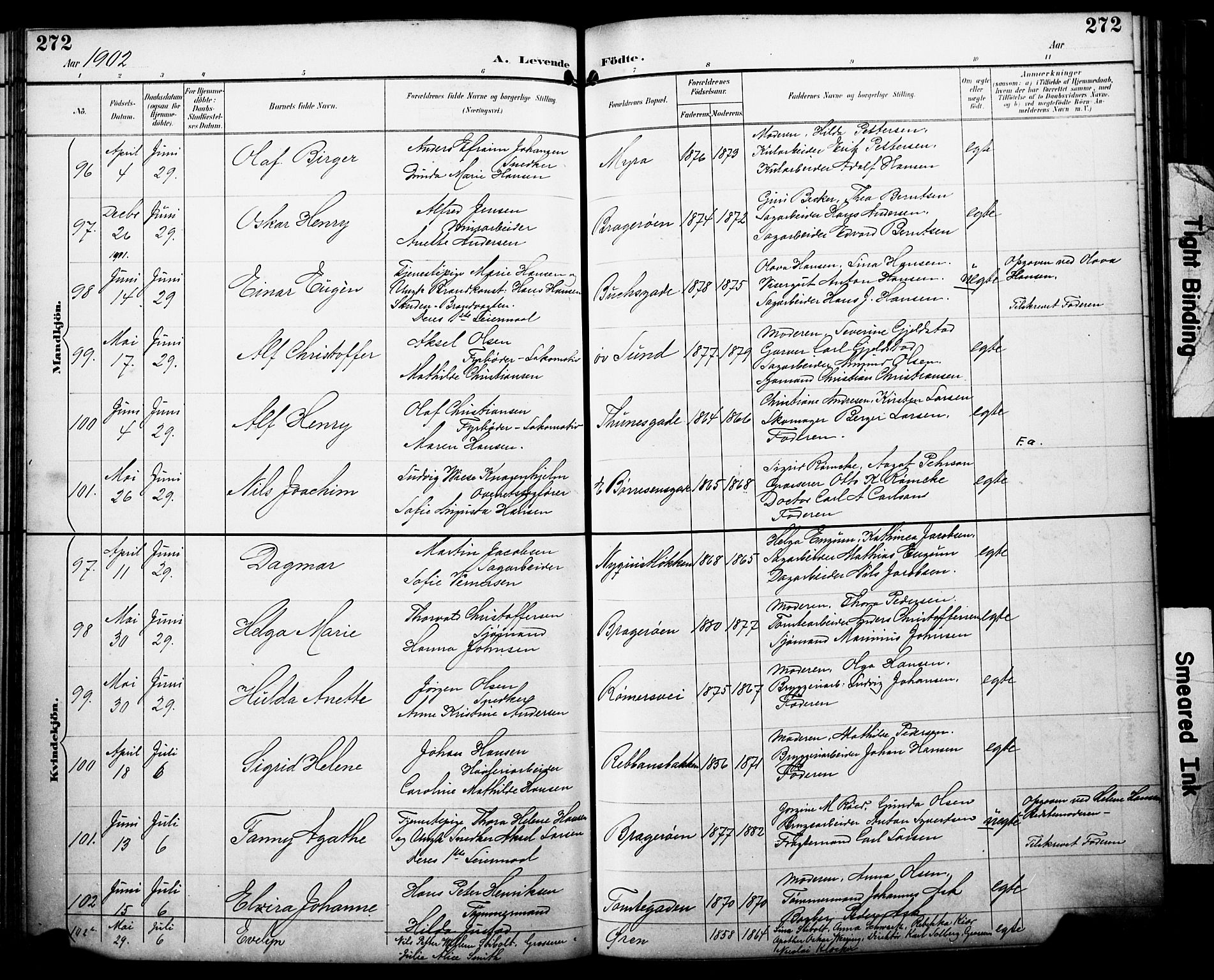 Bragernes kirkebøker, AV/SAKO-A-6/F/Fb/L0008: Parish register (official) no. II 8, 1894-1902, p. 272