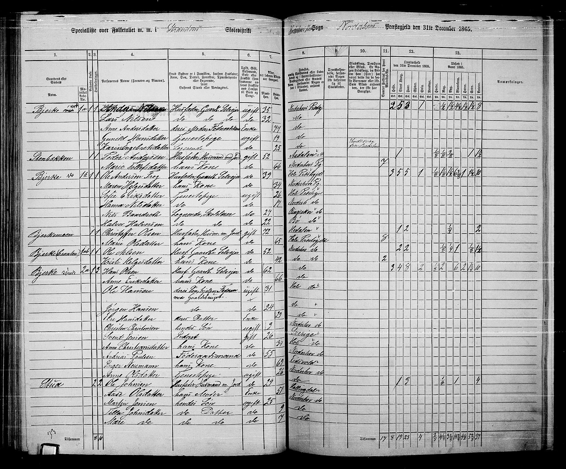 RA, 1865 census for Norderhov/Norderhov, Haug og Lunder, 1865, p. 135