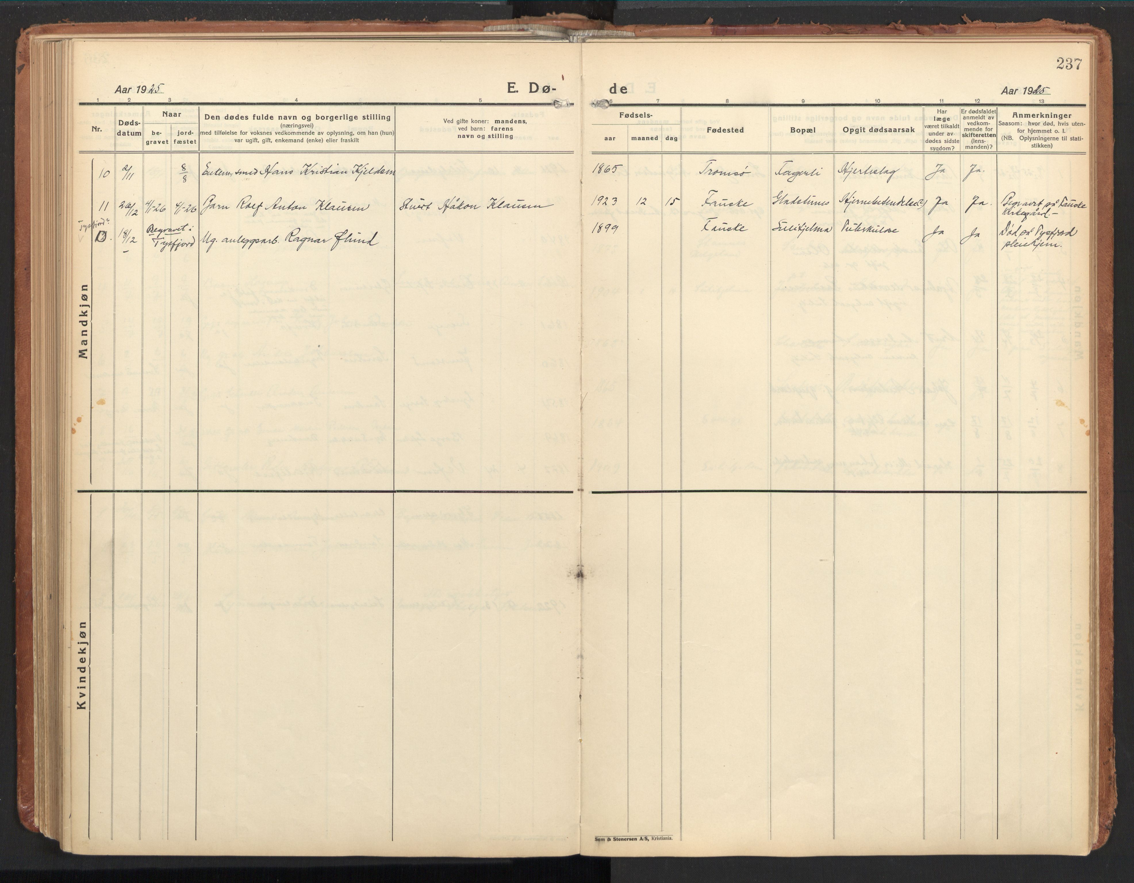 Ministerialprotokoller, klokkerbøker og fødselsregistre - Nordland, AV/SAT-A-1459/850/L0716: Curate's parish register no. 850B06, 1924-1938, p. 237