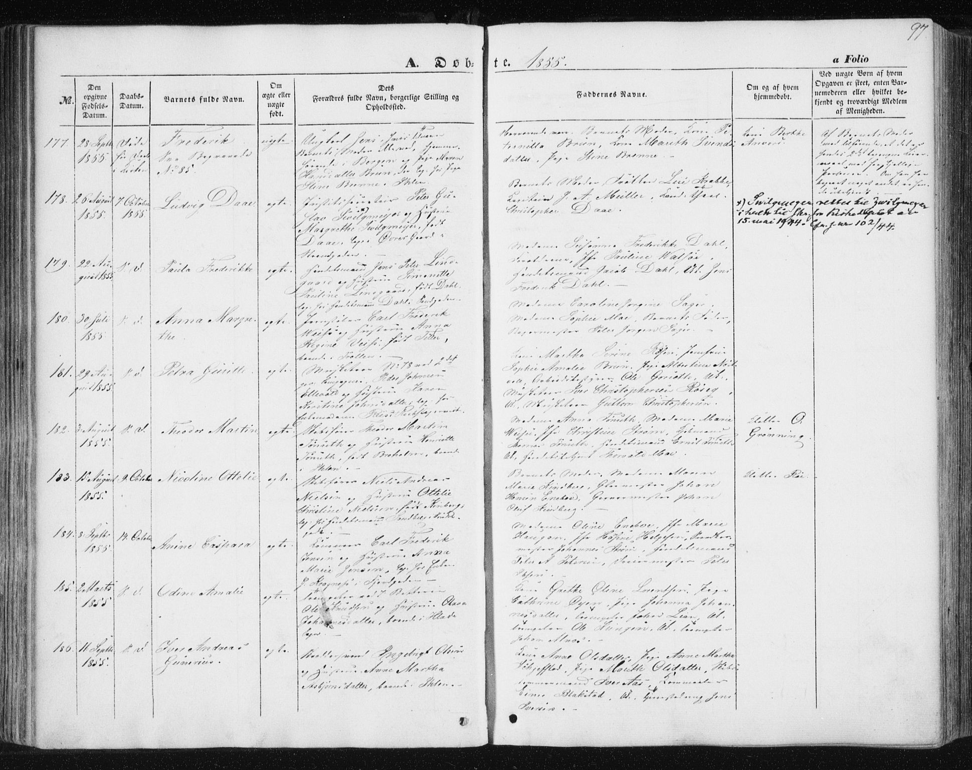 Ministerialprotokoller, klokkerbøker og fødselsregistre - Sør-Trøndelag, AV/SAT-A-1456/602/L0112: Parish register (official) no. 602A10, 1848-1859, p. 97