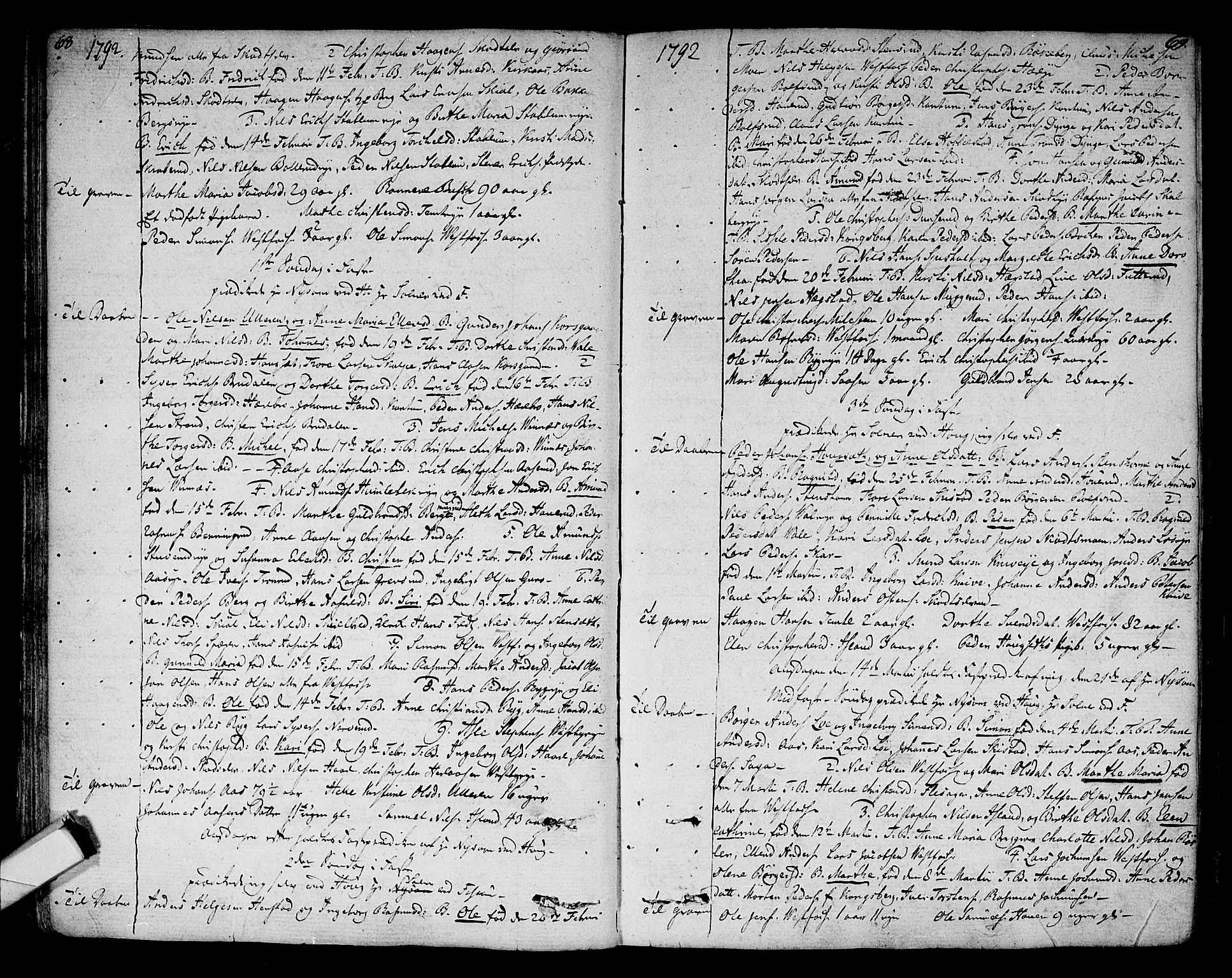 Eiker kirkebøker, SAKO/A-4/F/Fa/L0009: Parish register (official) no. I 9, 1789-1806, p. 68-69