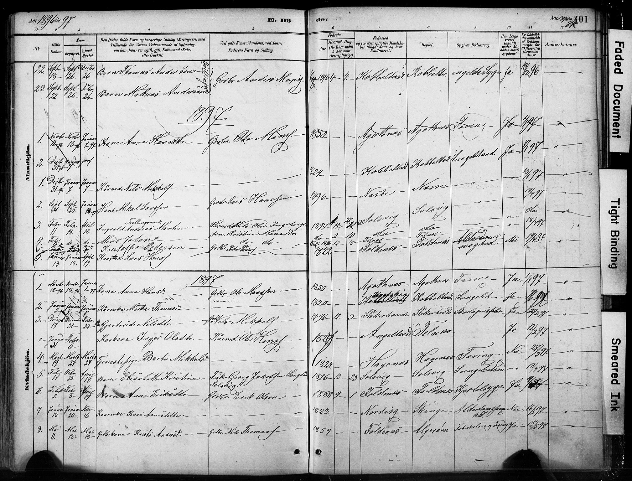 Fjell sokneprestembete, SAB/A-75301/H/Hab: Parish register (copy) no. A 4, 1880-1899, p. 401