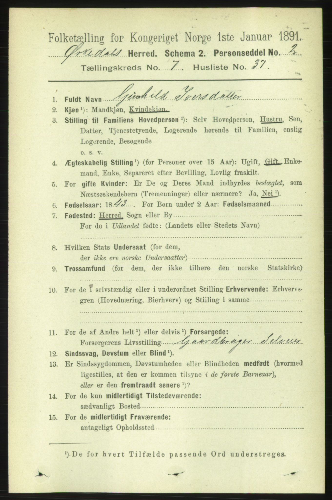 RA, 1891 census for 1638 Orkdal, 1891, p. 3651