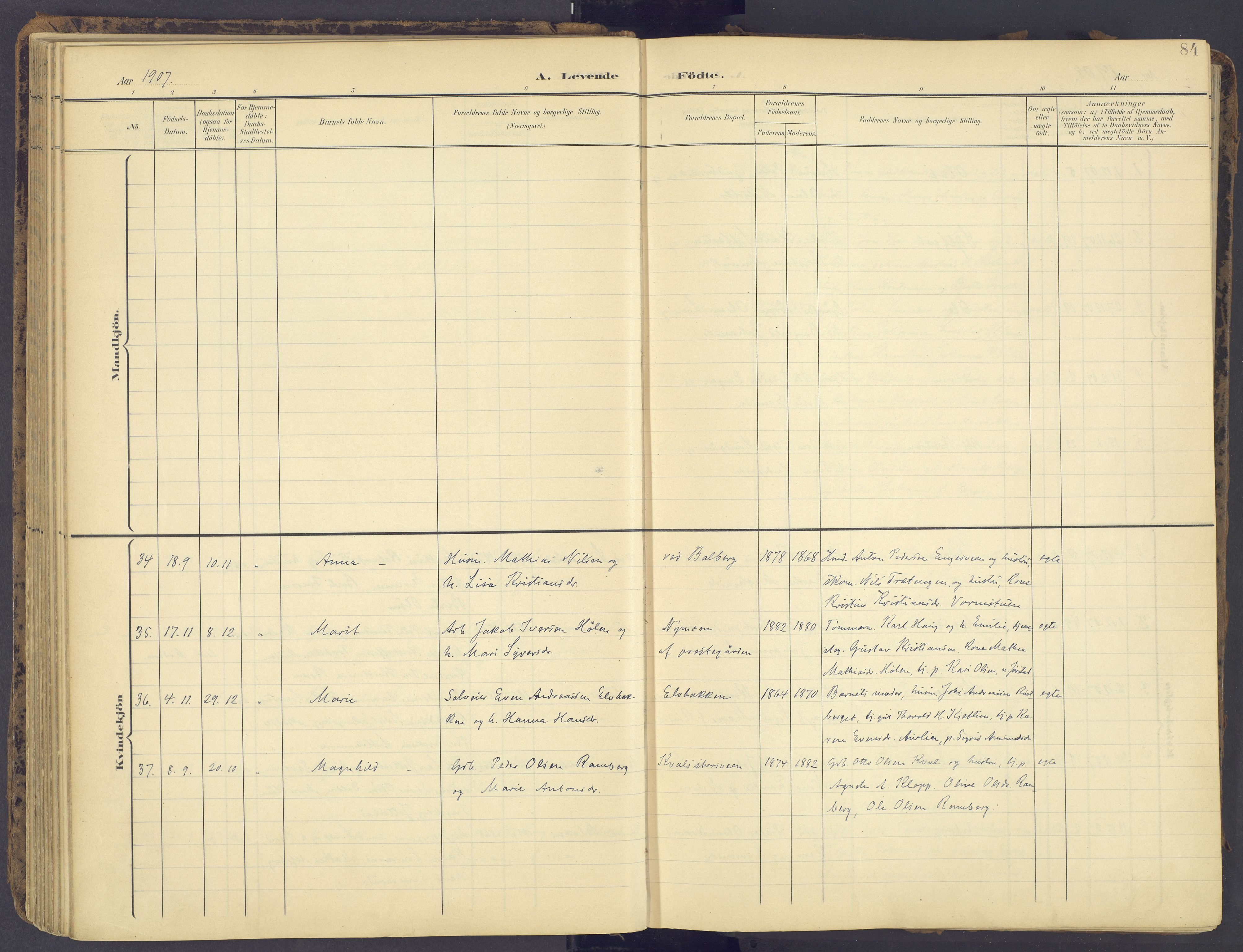 Fåberg prestekontor, AV/SAH-PREST-086/H/Ha/Haa/L0012: Parish register (official) no. 12, 1899-1915, p. 84