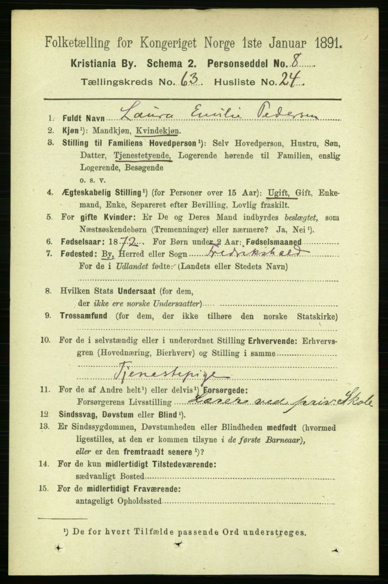 RA, 1891 census for 0301 Kristiania, 1891, p. 34151