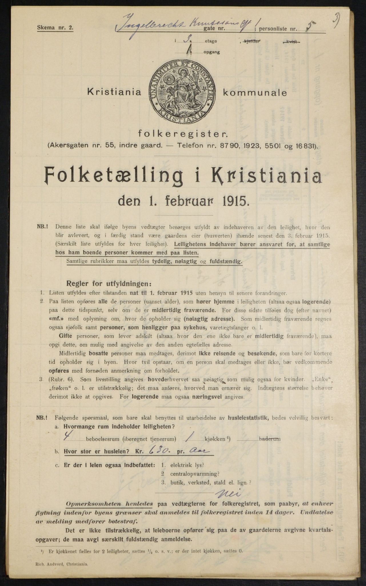 OBA, Municipal Census 1915 for Kristiania, 1915, p. 43302