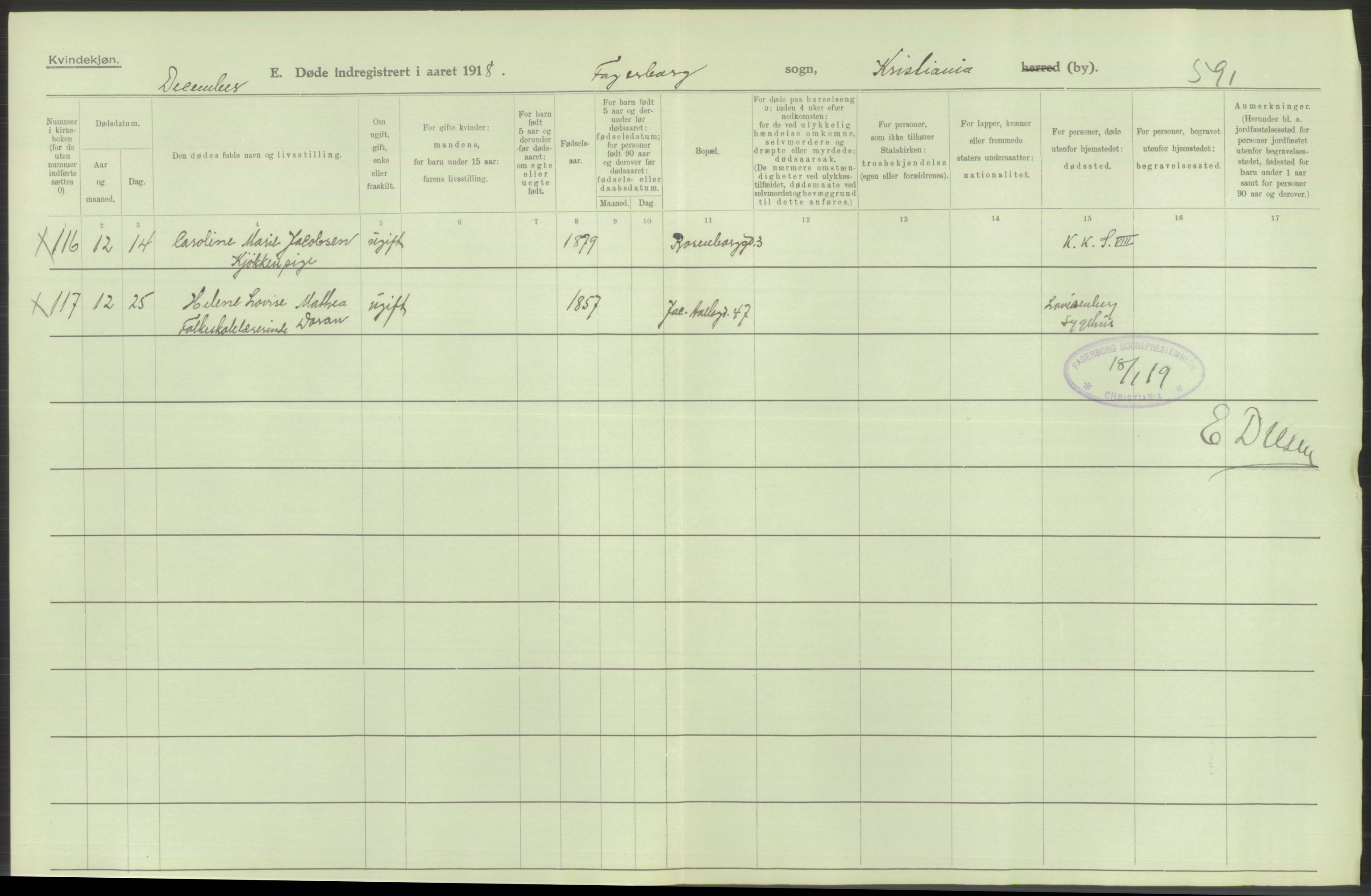 Statistisk sentralbyrå, Sosiodemografiske emner, Befolkning, AV/RA-S-2228/D/Df/Dfb/Dfbh/L0010: Kristiania: Døde, 1918, p. 308