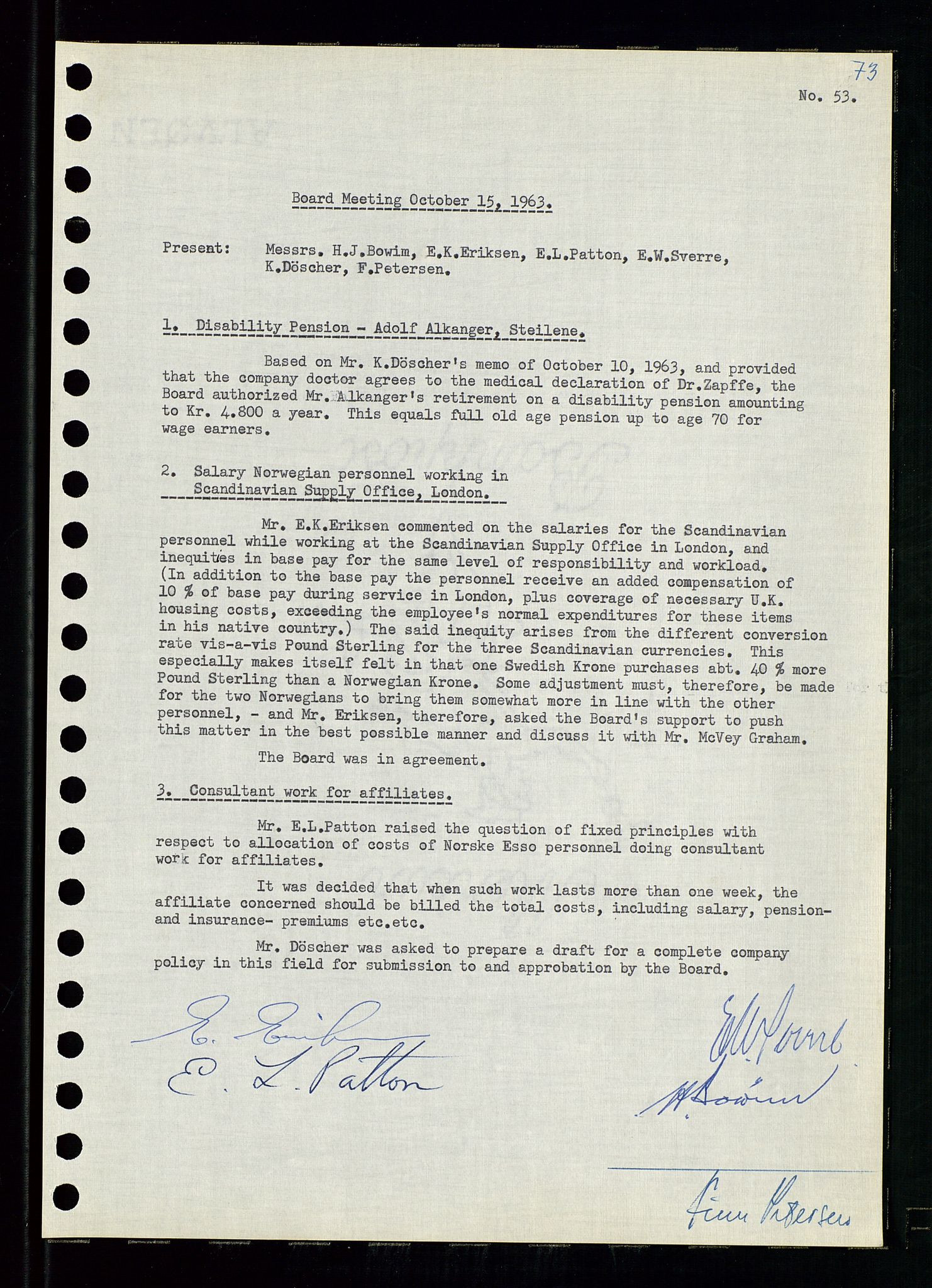 Pa 0982 - Esso Norge A/S, AV/SAST-A-100448/A/Aa/L0001/0004: Den administrerende direksjon Board minutes (styrereferater) / Den administrerende direksjon Board minutes (styrereferater), 1963-1964, p. 189