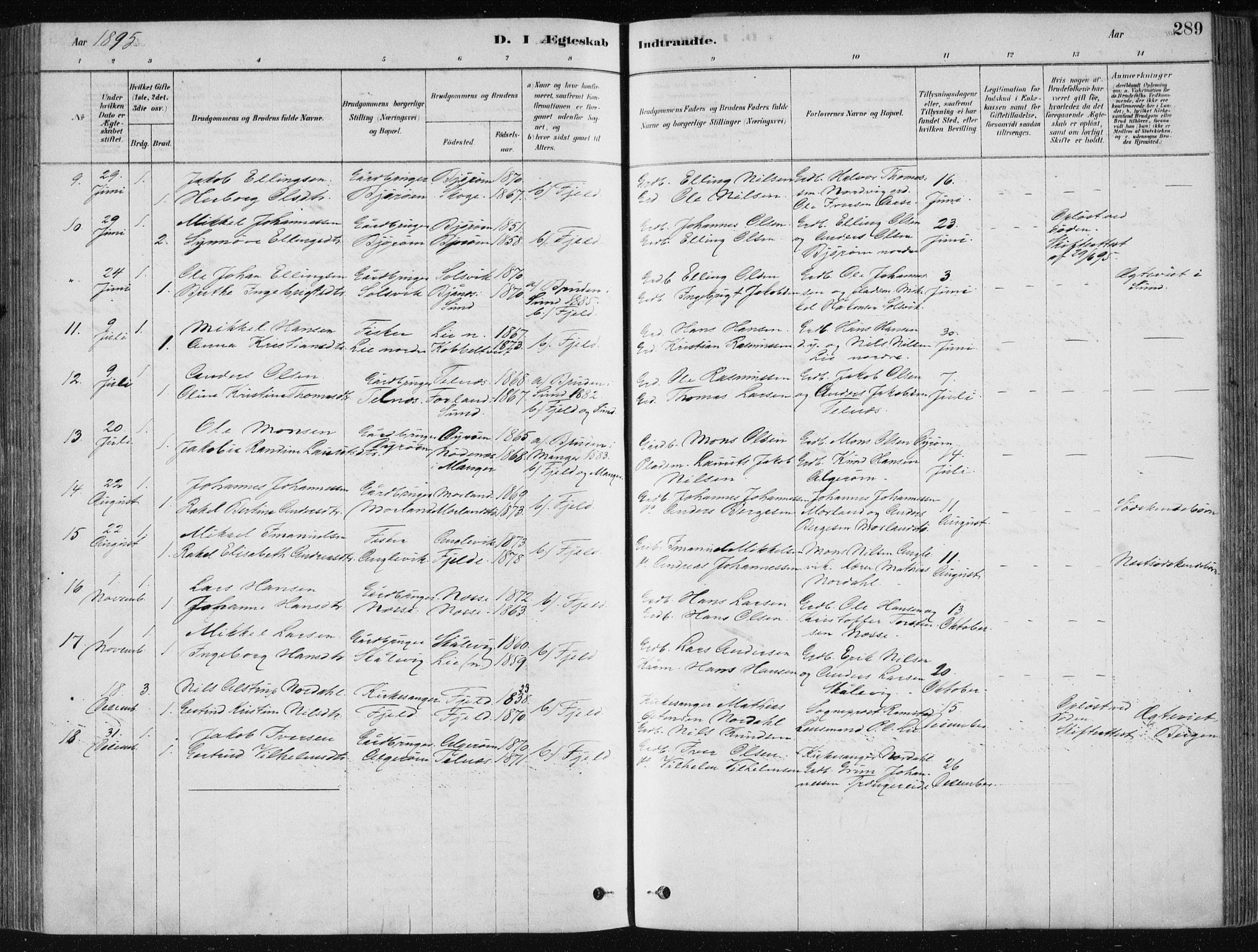 Fjell sokneprestembete, SAB/A-75301/H/Haa: Parish register (official) no. A  8, 1878-1898, p. 289