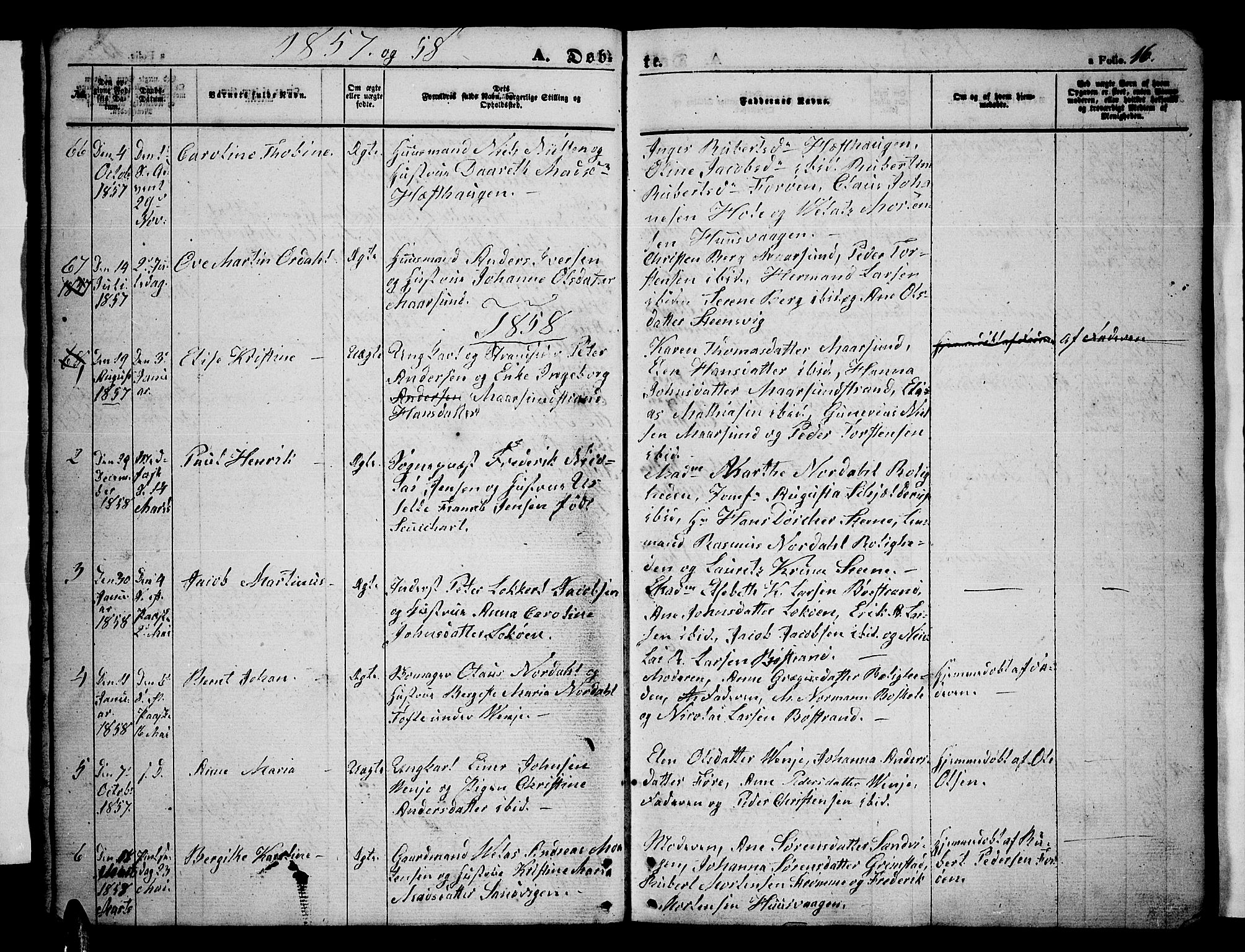 Ministerialprotokoller, klokkerbøker og fødselsregistre - Nordland, SAT/A-1459/891/L1313: Parish register (copy) no. 891C02, 1856-1870, p. 16