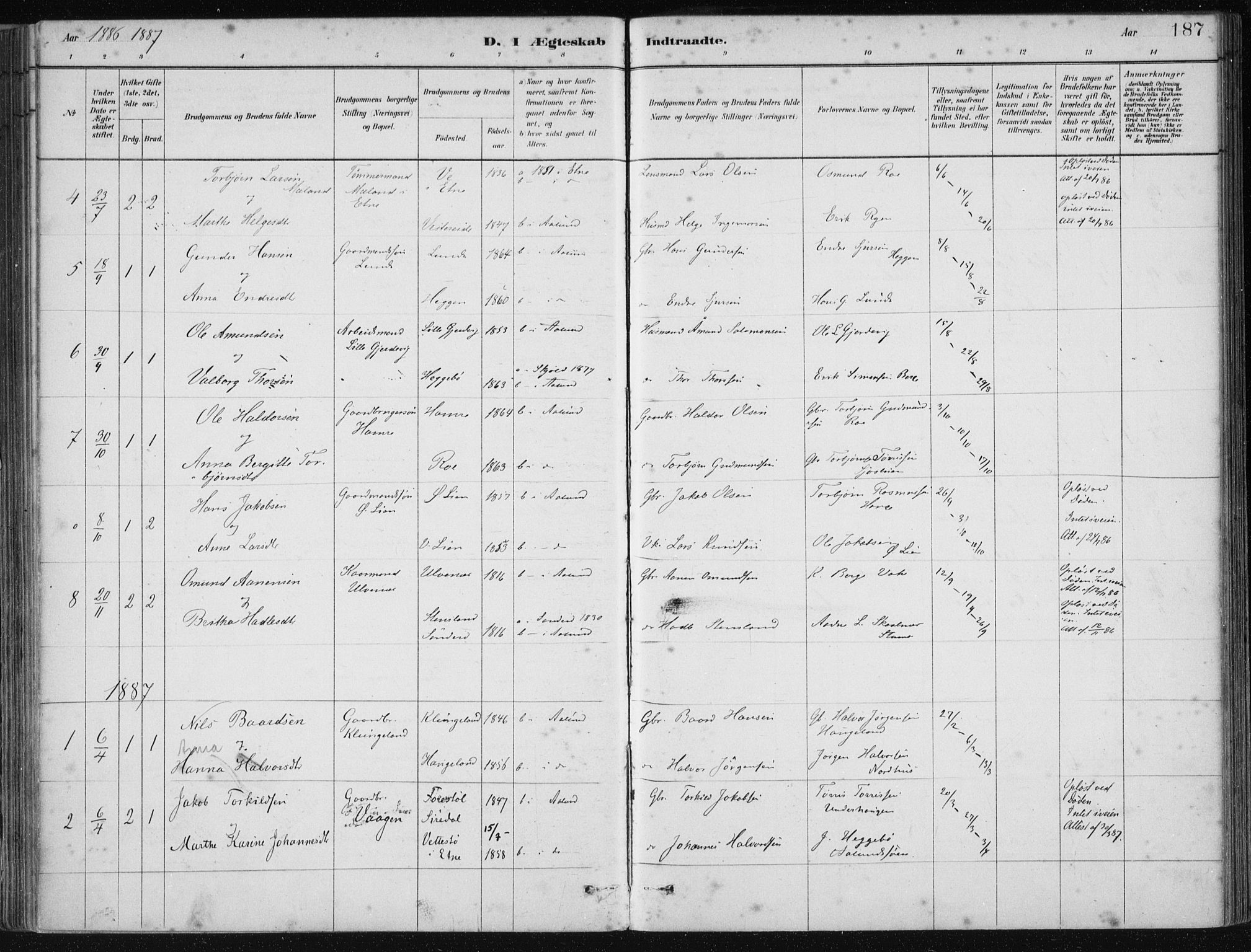 Fjelberg sokneprestembete, AV/SAB-A-75201/H/Haa: Parish register (official) no. D 1, 1879-1918, p. 187