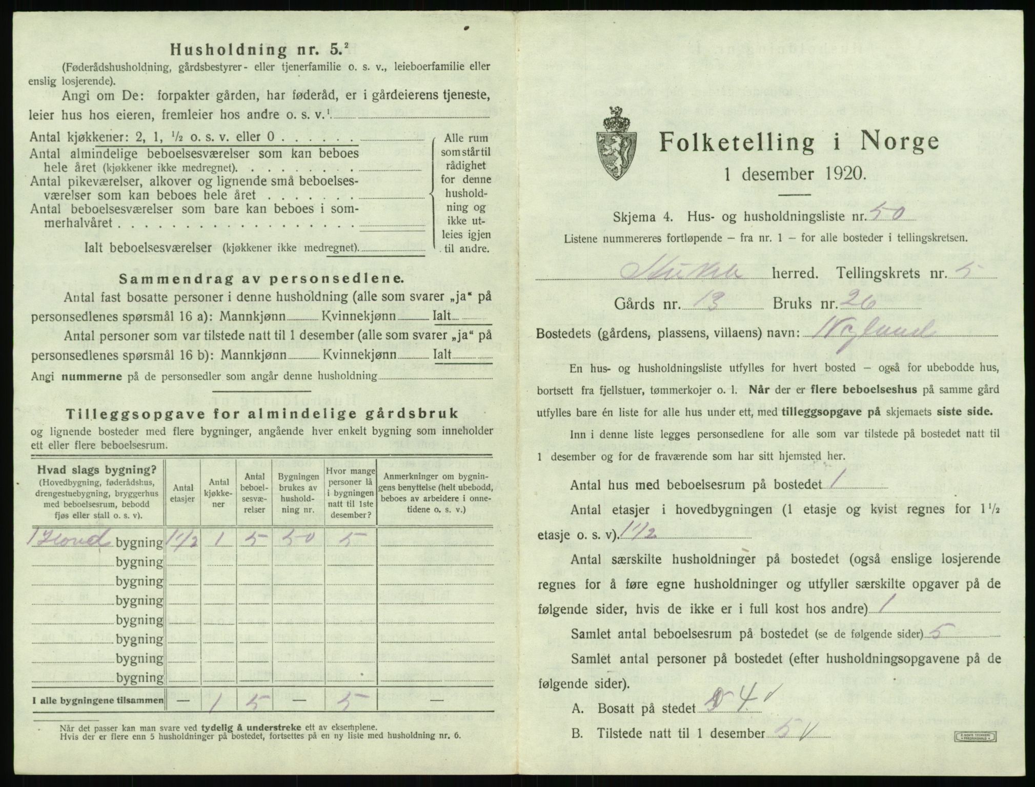 SAT, 1920 census for Aukra, 1920, p. 513