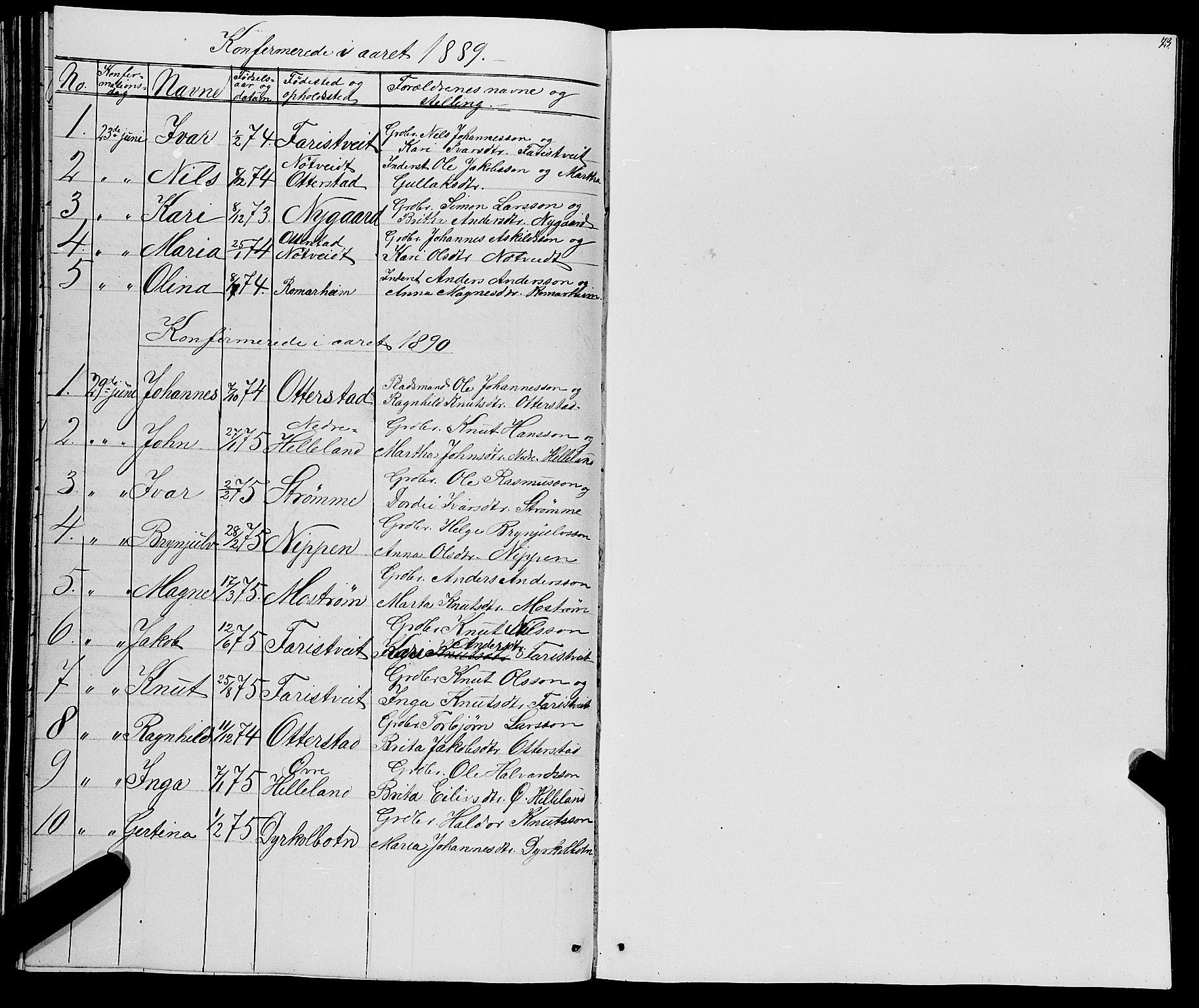 Osterfjorden Soknepresembete, SAB/A-77301: Parish register (copy) no. B 1, 1851-1890, p. 73