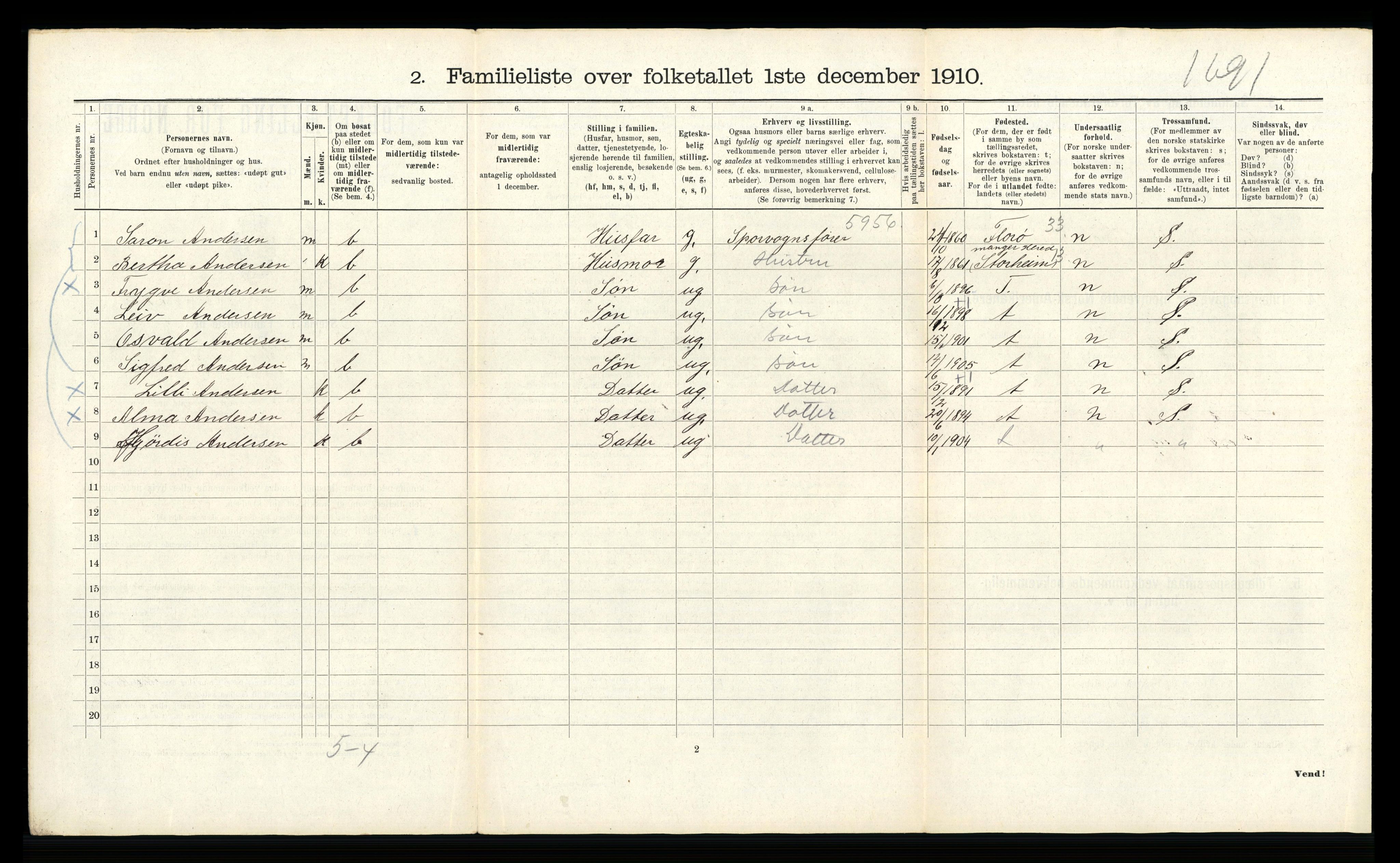 RA, 1910 census for Bergen, 1910, p. 41844