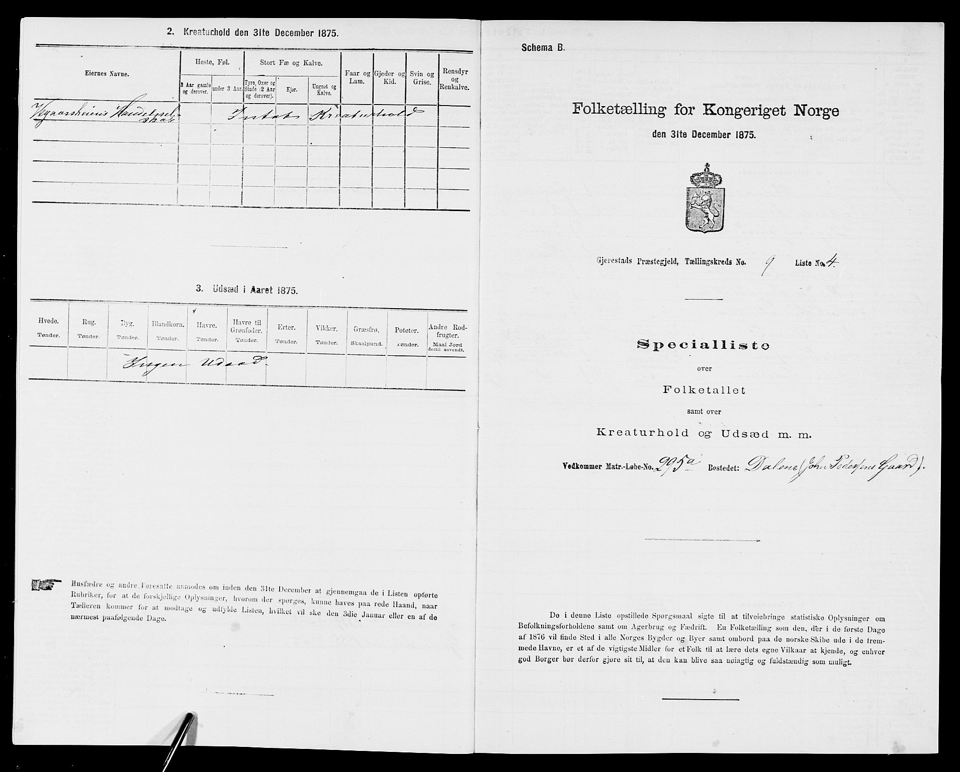 SAK, 1875 census for 0911P Gjerstad, 1875, p. 930