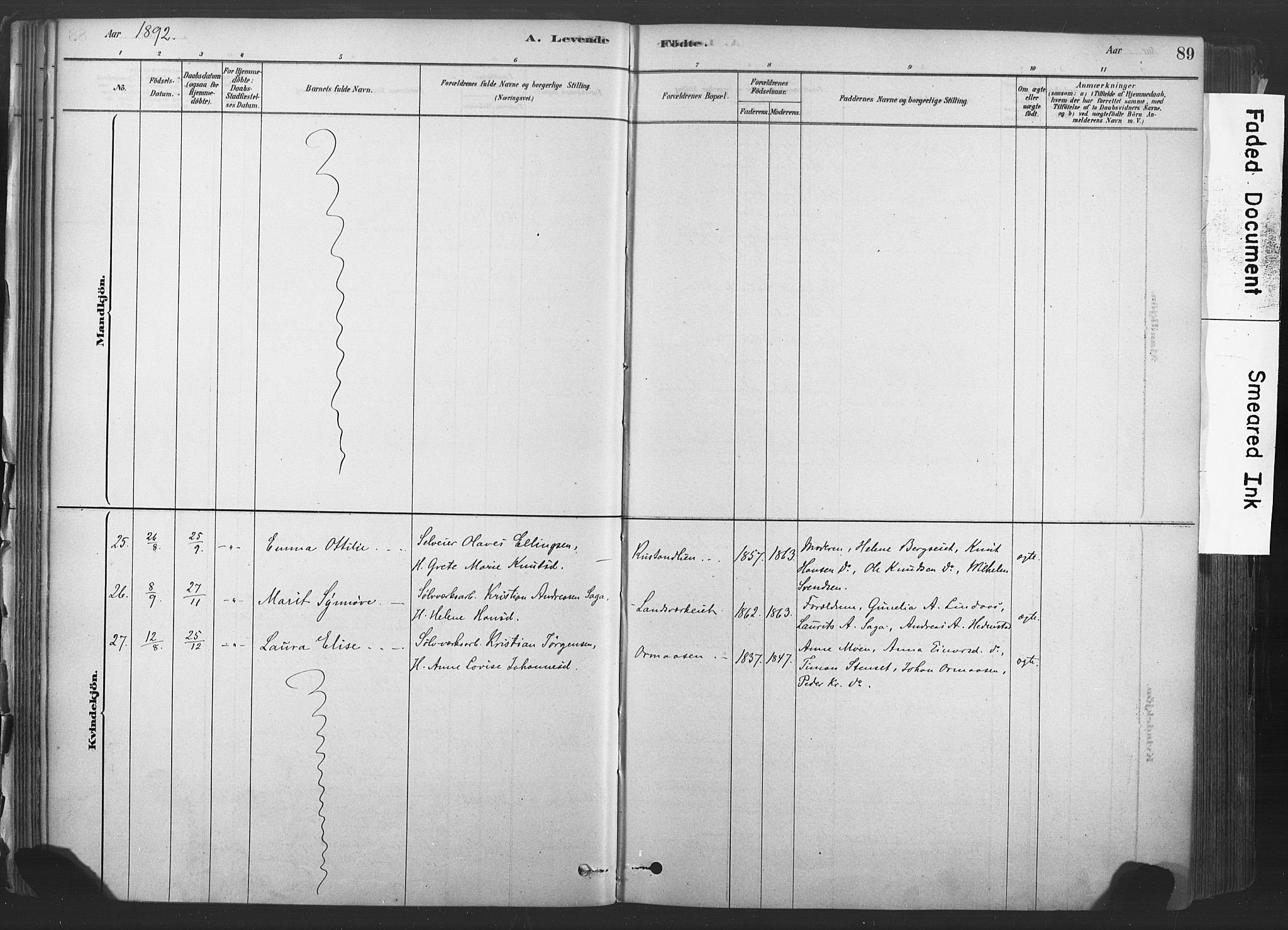 Sandsvær kirkebøker, AV/SAKO-A-244/F/Fd/L0001: Parish register (official) no. IV 1, 1878-1906, p. 89