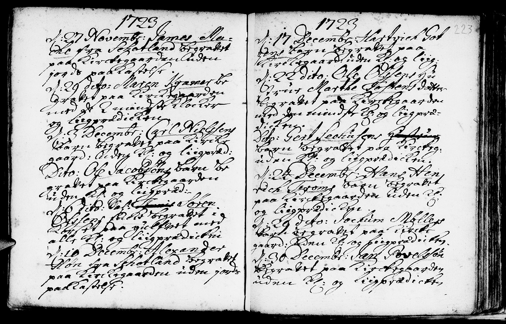 Nykirken Sokneprestembete, SAB/A-77101/H/Haa/L0009: Parish register (official) no. A 9, 1689-1759, p. 223